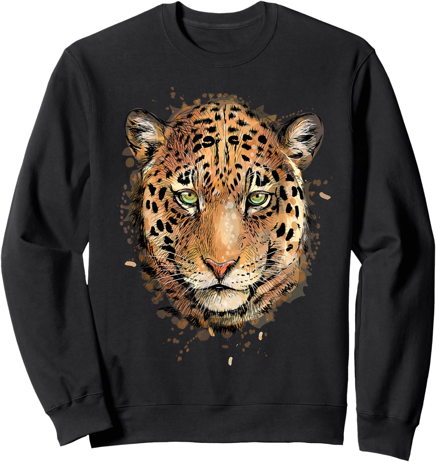 Leopard Cheetah Jaguar Head Watercolor Animal Gift Sweatshirt - Sweatshirt | Black