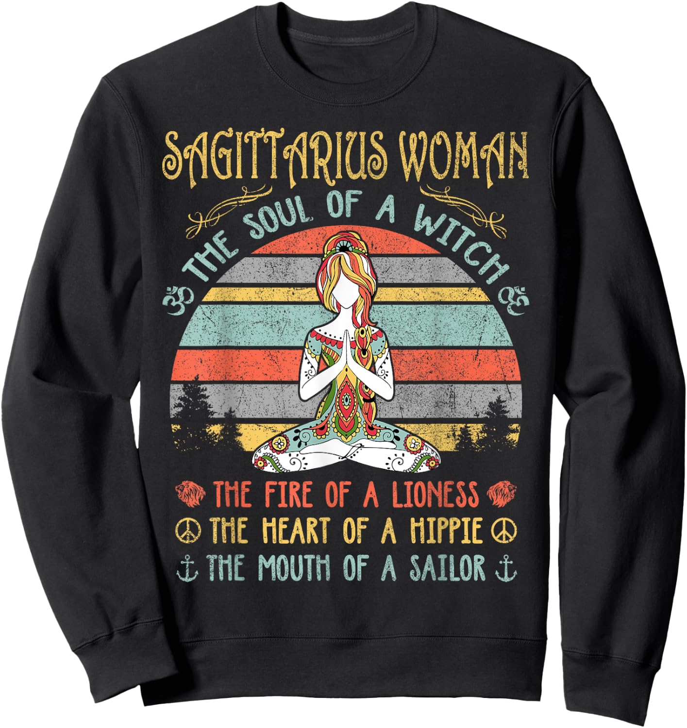 Sagittarius Woman The Soul Of A Witch Vintage Birthday Sweatshirt - Sweatshirt | Black