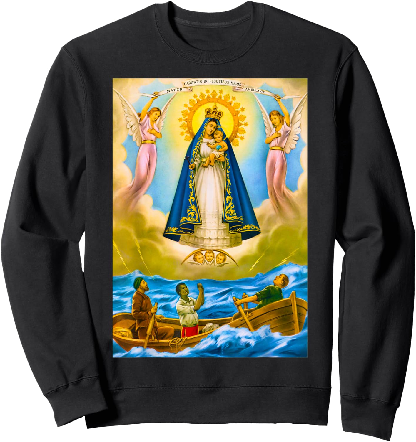 AfroCuban Religious Virgin Caridad del Cobre Cuba Santeria Oshun -Adults Black Sweatshirt - Sweatshirt | Black
