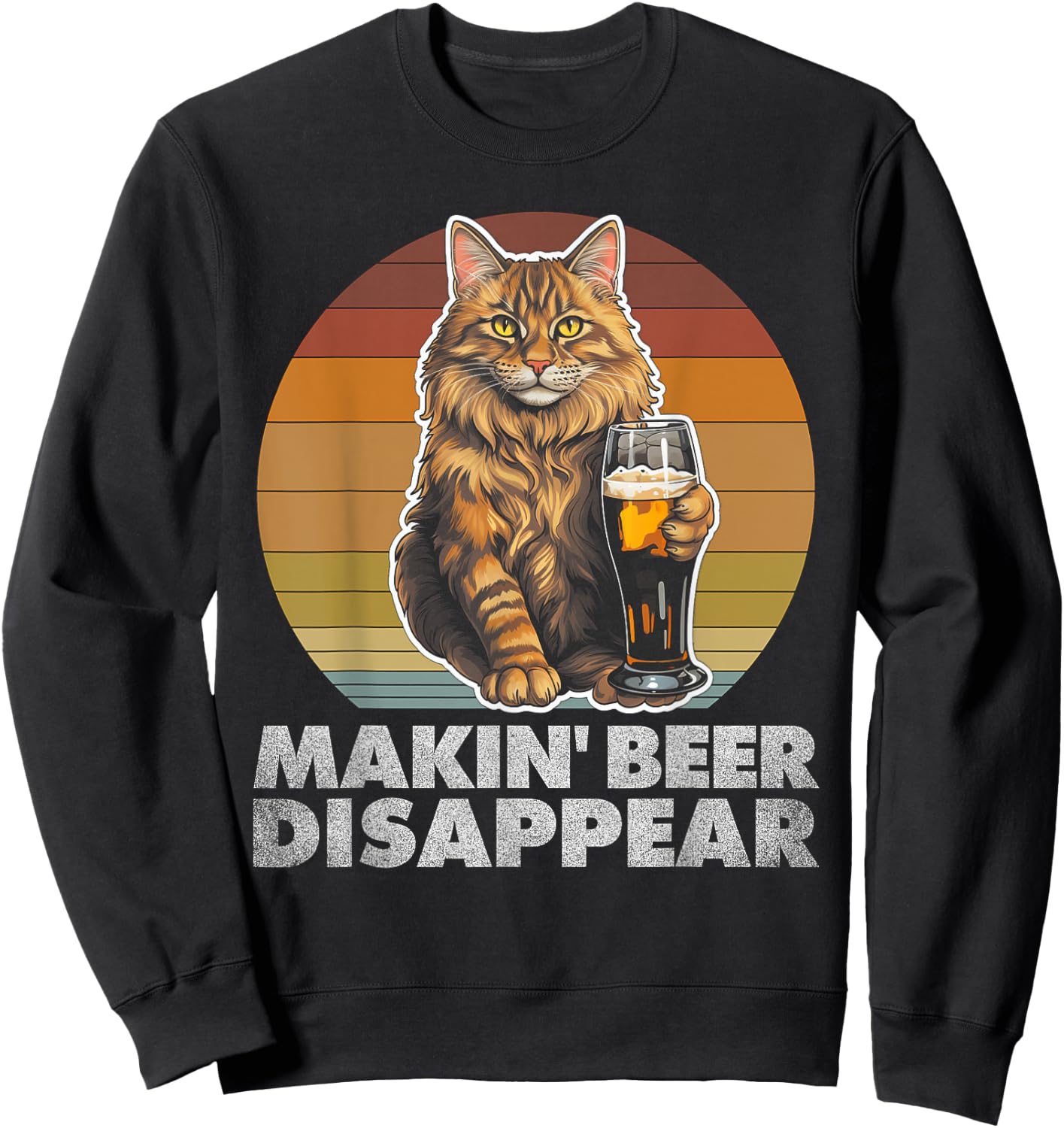Cat Vintage Funny IPA Beer Drinking Retro Men Dad Mom Women Sweatshirt - Sweatshirt | Black