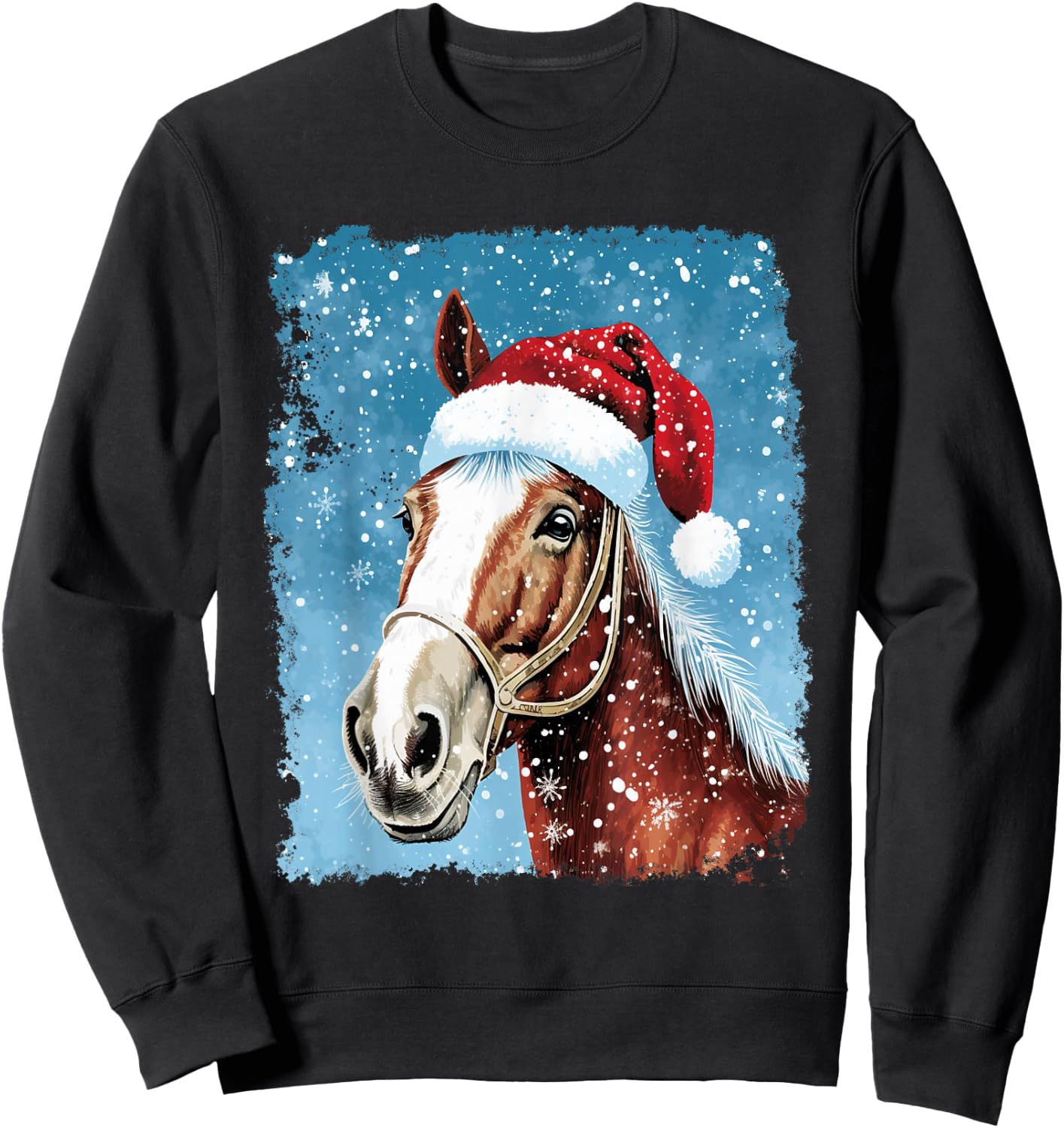 Christmas Farmer Animal Horse Sweatshirt - Sweatshirt | Black