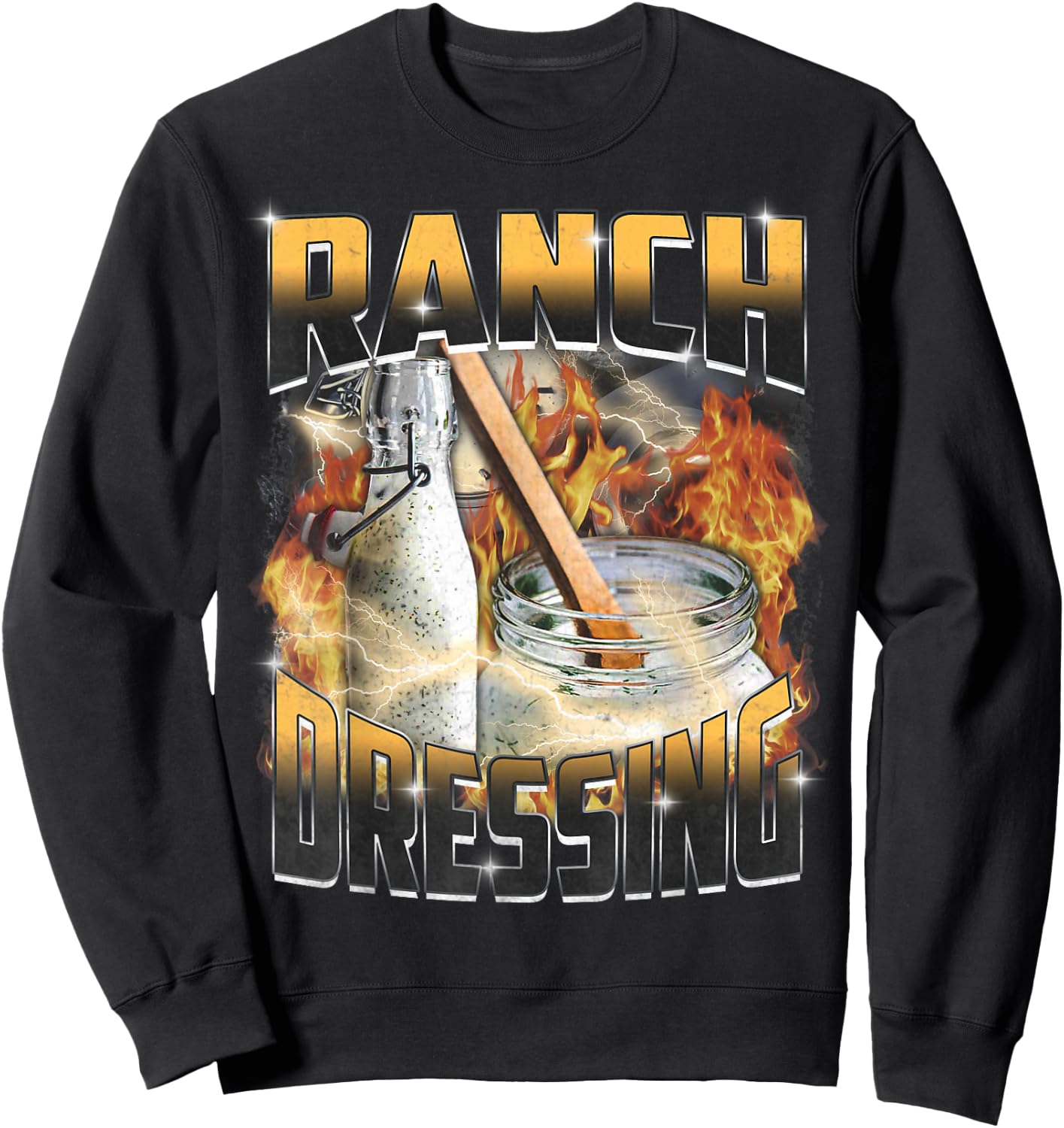 Funny Ranch Dressing Lover Bootleg Rap Aesthetic Vintage 90s Sweatshirt - Sweatshirt | Black