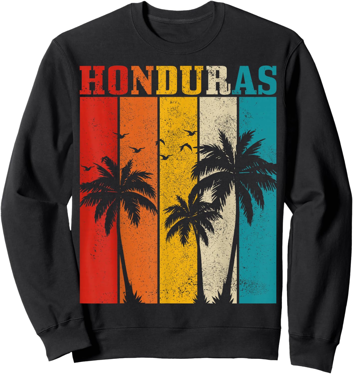 Honduras Vintage Palm Trees Surfer Souvenir Sweatshirt - Sweatshirt | Black