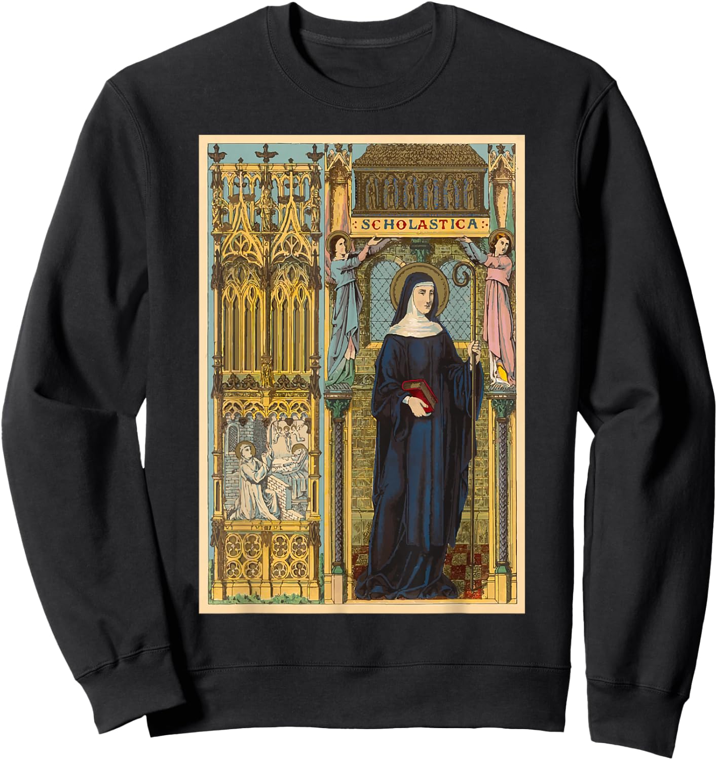 St. Scholastica Benedict Catholic Saints Benedictines Sweatshirt - Sweatshirt | Black
