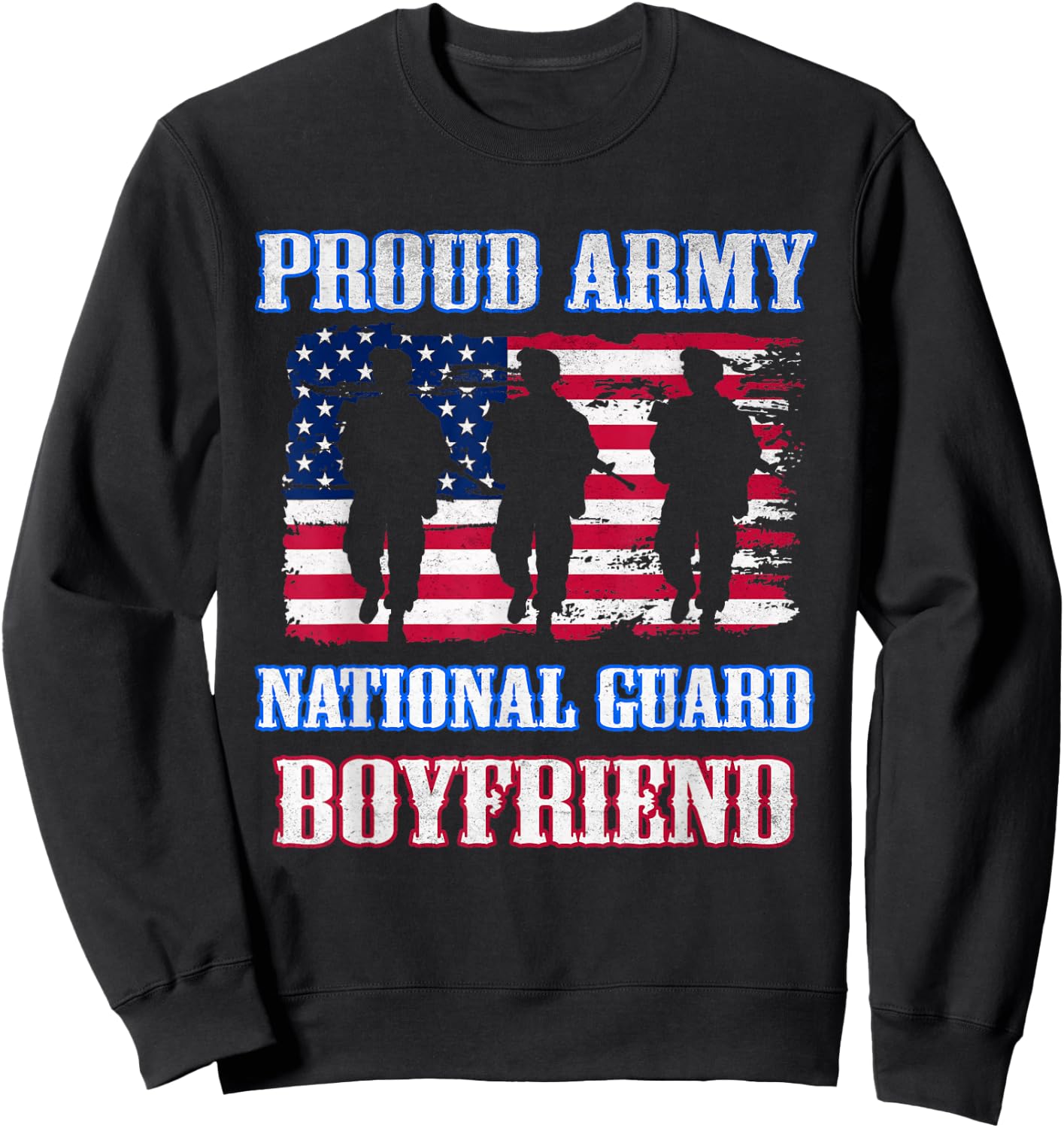 Proud Army National Guard Boyfriend Vintage Military Army Sweatshirt - Sweatshirt | Black