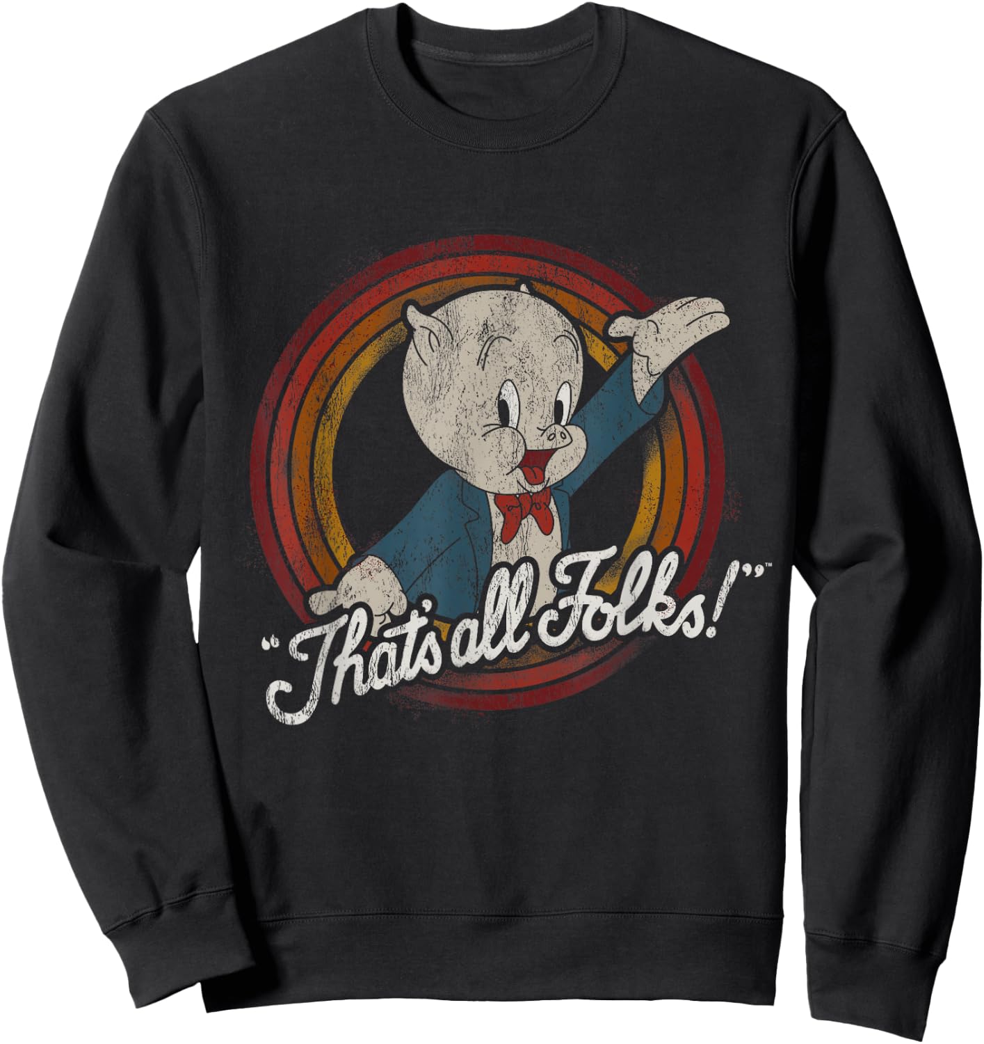 Looney Tunes Porky Pig That's All Folks Classic Sweatshirt - Sweatshirt | Black