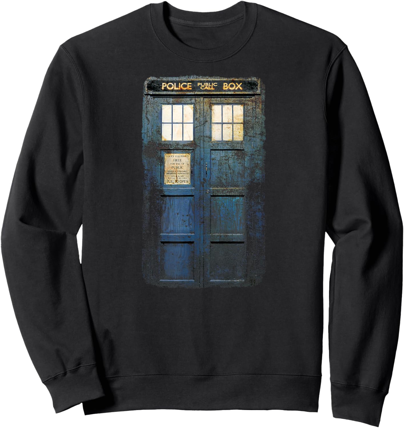 Cosplay Tardis Distressed Time-Traveller Sci-Fan Sweatshirt - Sweatshirt | Black
