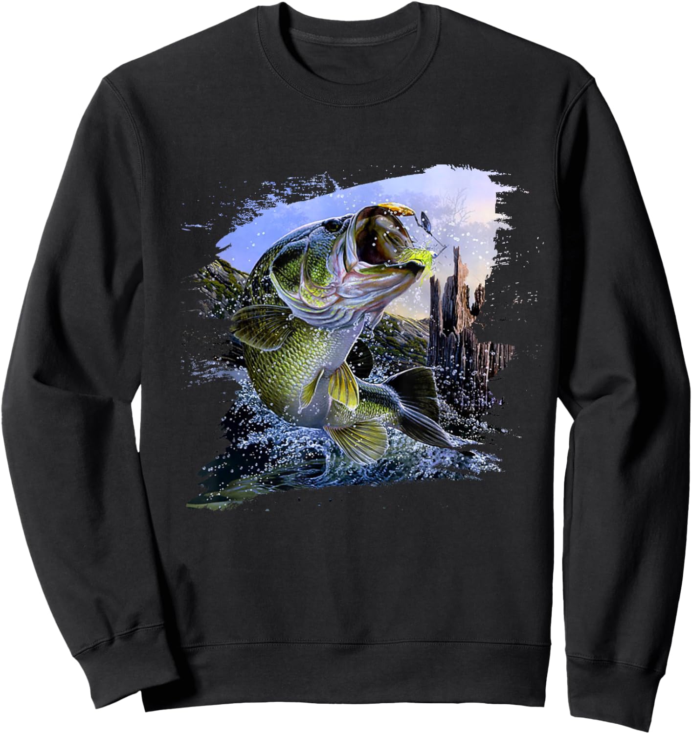 Largemouth Bass Fishing Cool Fish Hunting Lovers Sweatshirt - Sweatshirt | Black