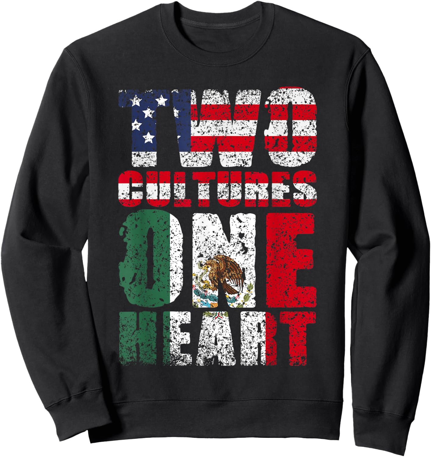 Zwei Kulturen EIN Herz Mexico USA Mexican American Sweatshirt - Sweatshirt | Black
