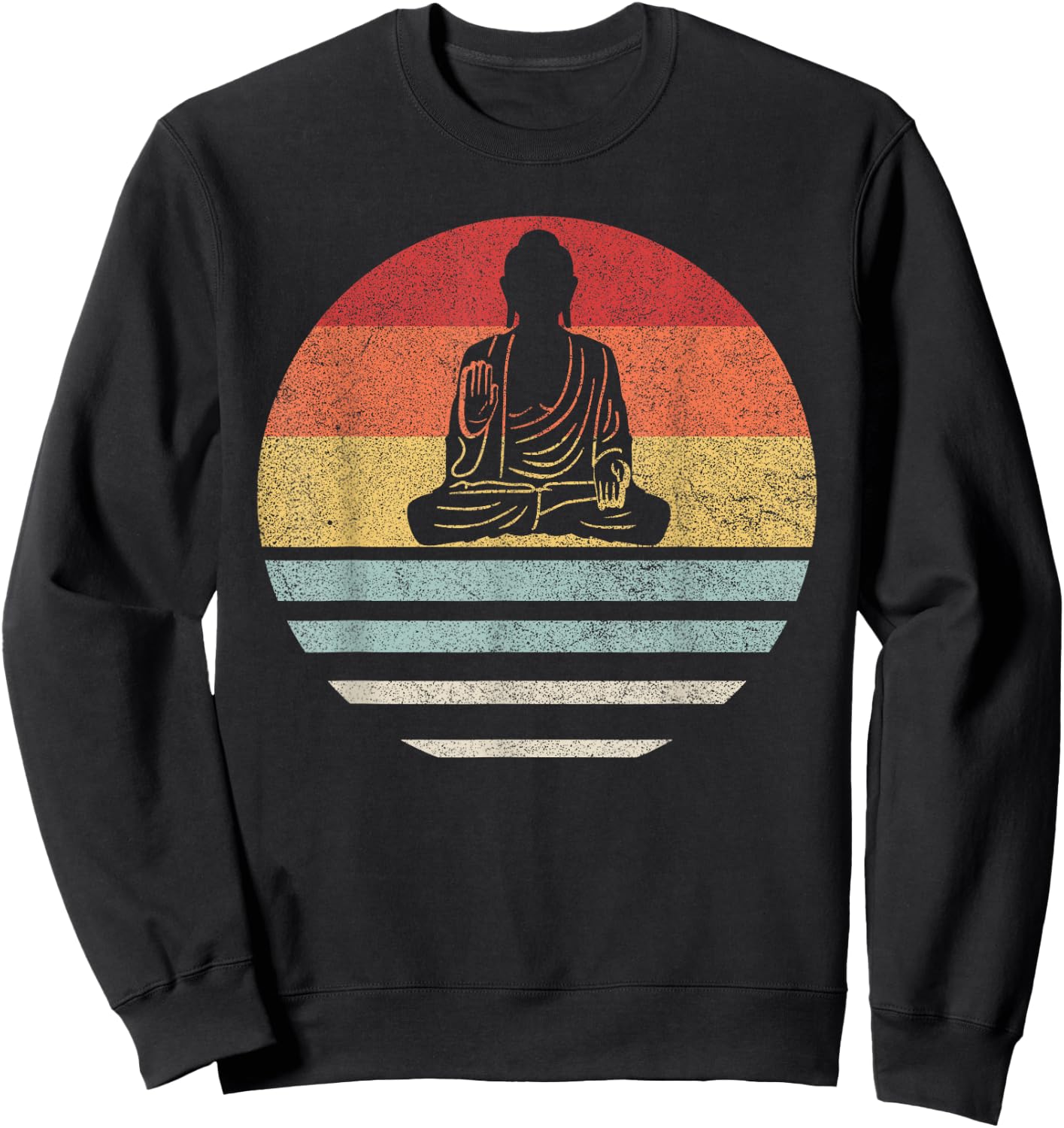 Vintage Retro Buddha Ying and Yang Zen Yoga Sweatshirt - Sweatshirt | Black