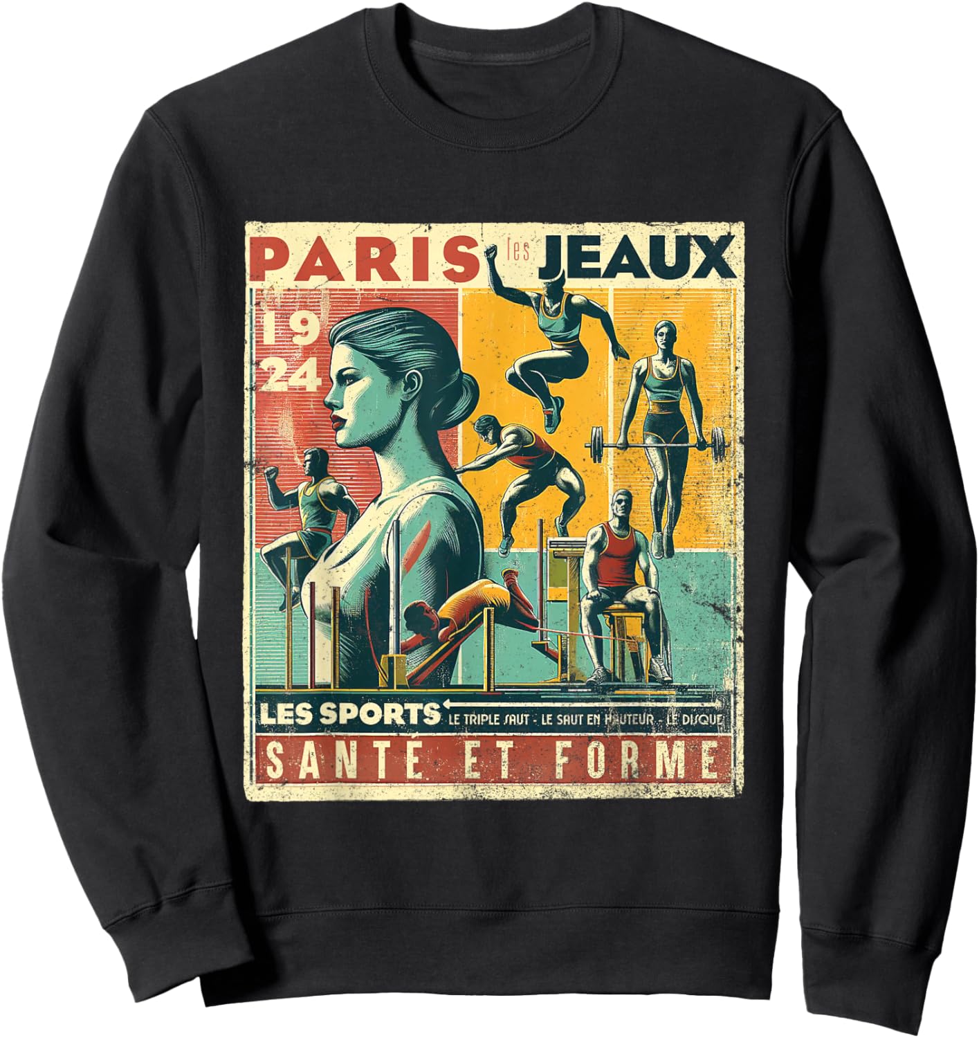 Paris Vintage The Games 1924 Health And Fitness Sweatshirt - Sweatshirt | Black