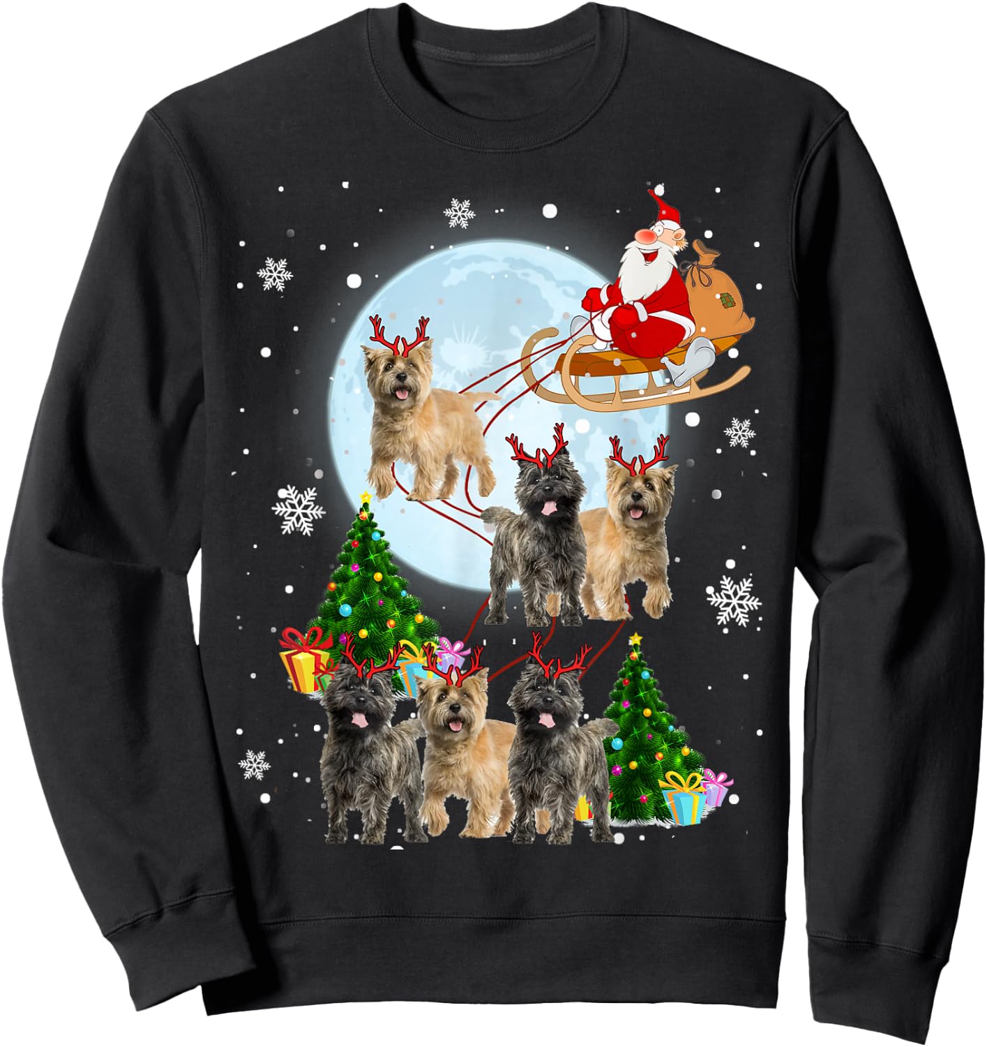 Cairn Terrier Reindeer Christmas Cairn Terrier Lover Gifts Sweatshirt - Sweatshirt | Black