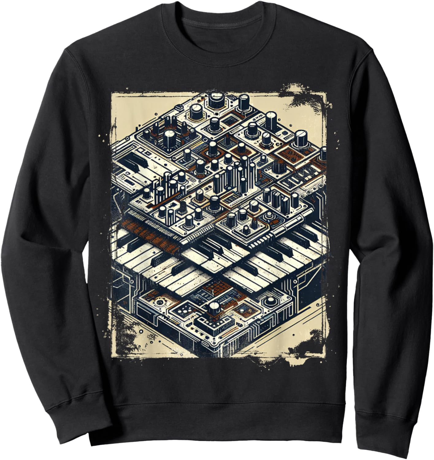 Cool Synthesizer 80s Vintage Sweatshirt - Sweatshirt | Black