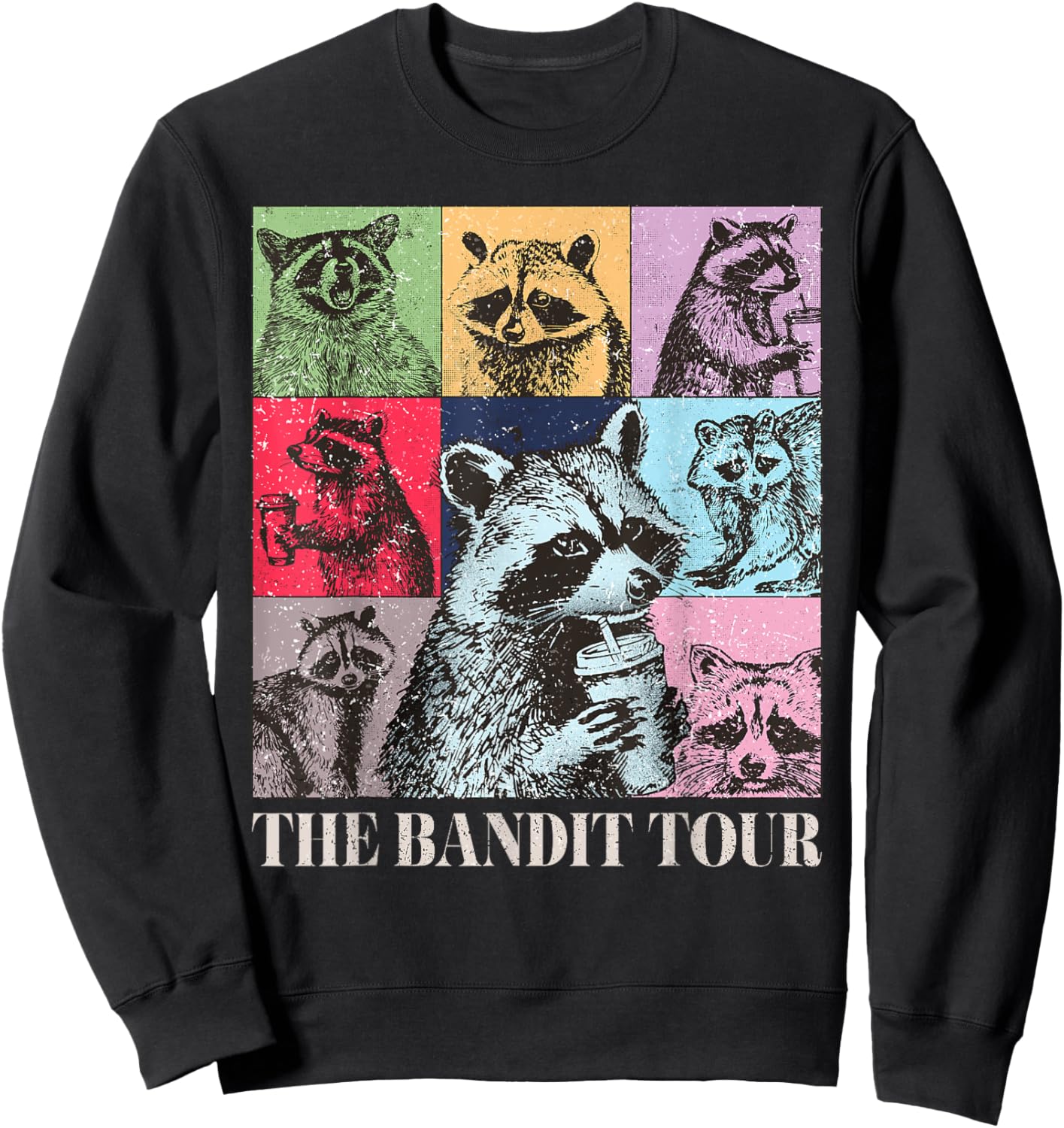 Raccoon The Bandit Tour Funny Raccoon Summer 2024 Sweatshirt - Sweatshirt | Black