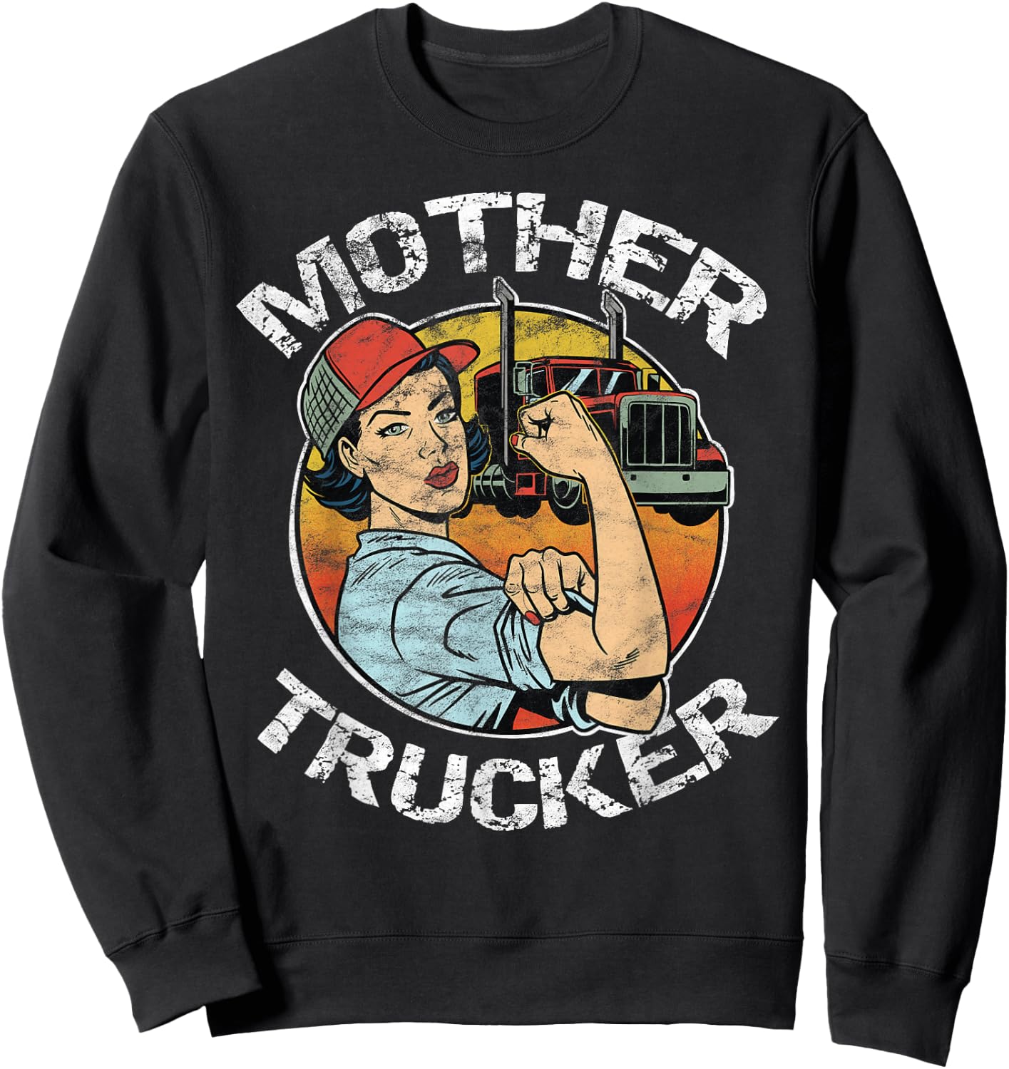 Mother Trucker Female CDL Semi Truck Driver Sweatshirt - Sweatshirt | Black