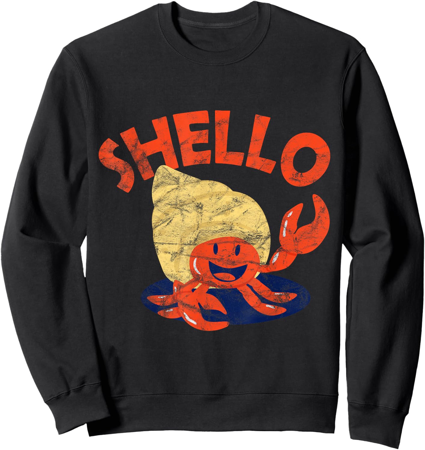 Shello Funny Vintage Hermit Crab Chilling Gift Sweatshirt - Sweatshirt | Black