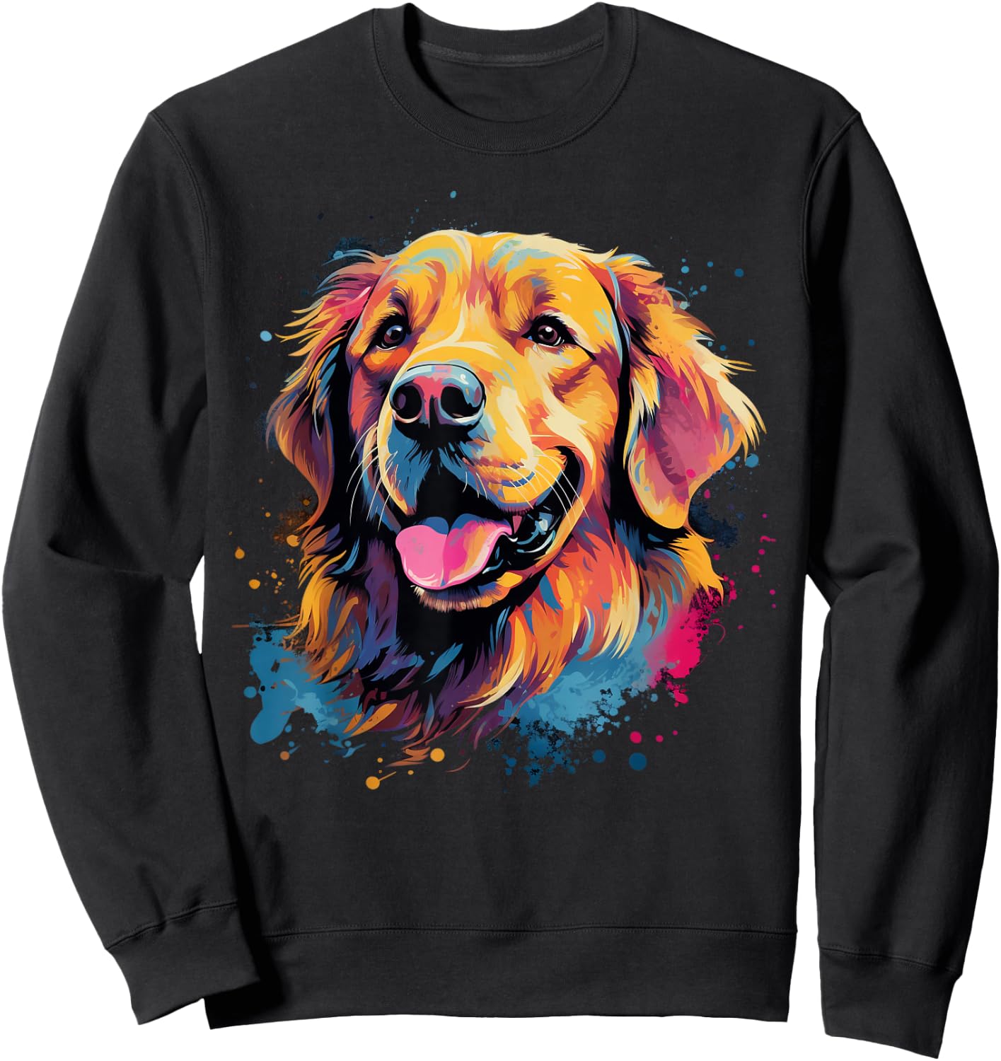 Colorful Golden Retriever Dog Sweatshirt - Sweatshirt | Black