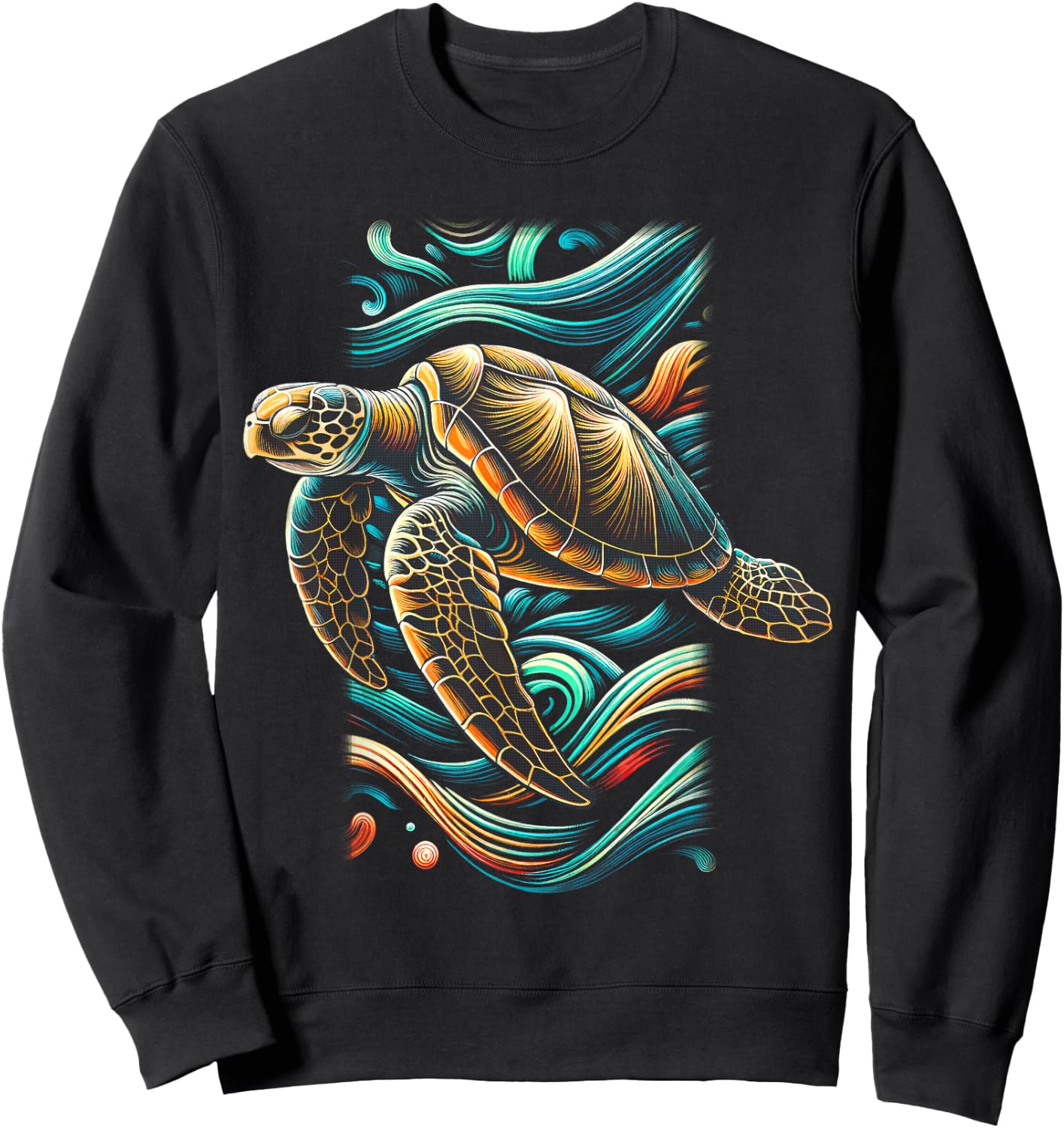 Sea Turtle Beach Lover Ocean Animal Graphic Novelty Sweatshirt - Sweatshirt | Black