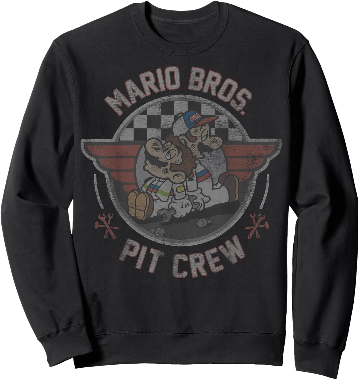 Mario Kart Mario & Luigi Mario Bros. Pit Crew Fade Sweatshirt - Sweatshirt | Black