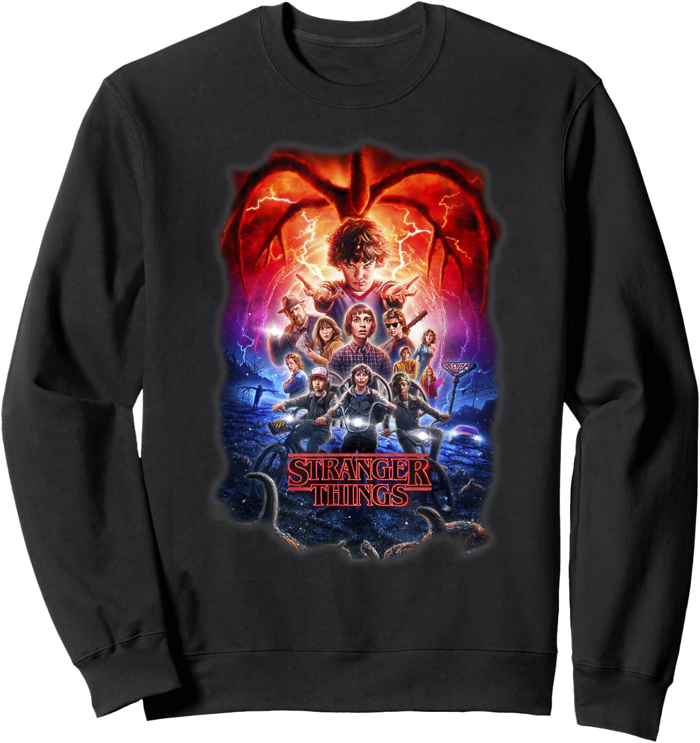 Stranger Things Group Shot Poster Fade Sweatshirt - Sweatshirt | Black