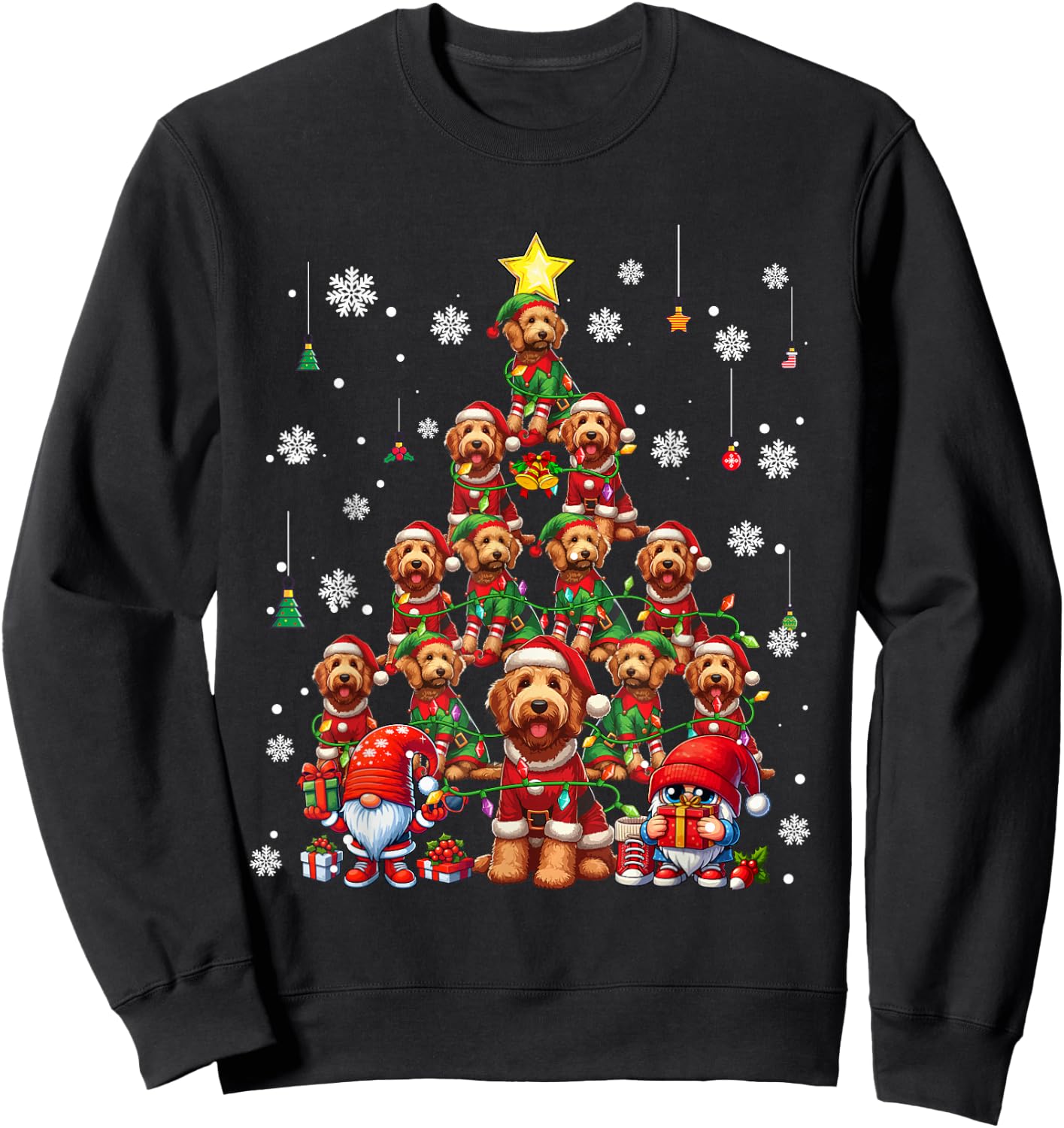 Squad Xmas Labradoodles Cosplay Santa Elf Christmas Tree Sweatshirt - Sweatshirt | Black
