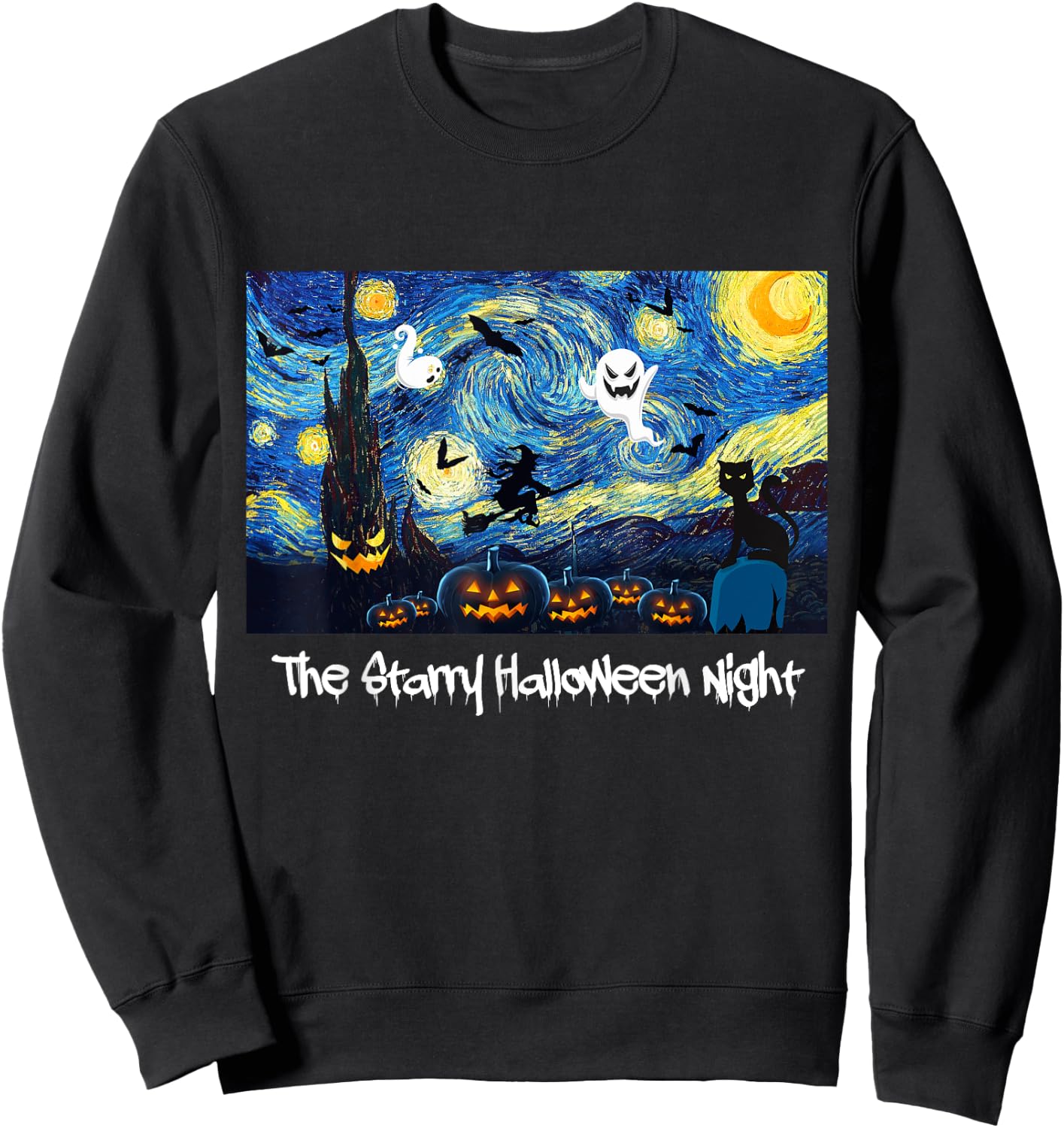 Cool Sarcastic Vincent Van Gogh The Starry Halloween Night Sweatshirt - Sweatshirt | Black