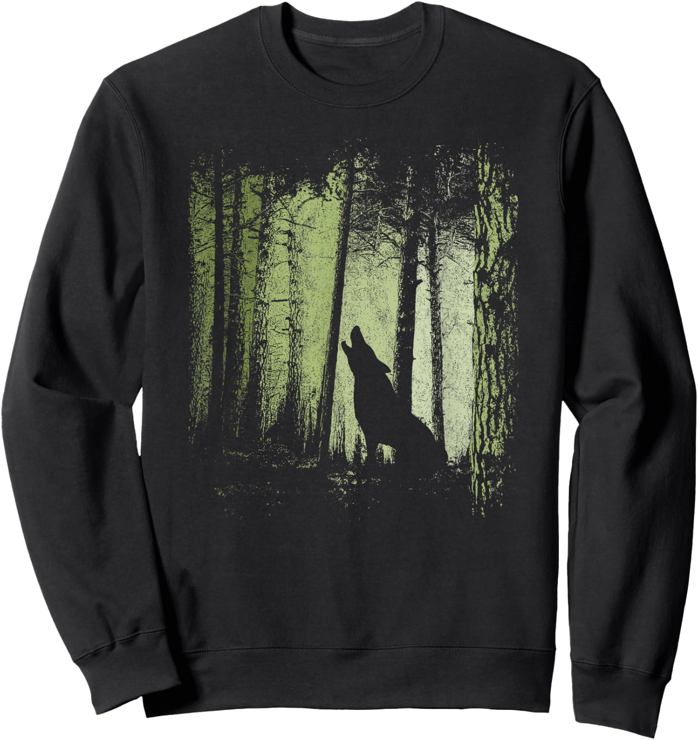 Twilight Forest Romantic Howling Wolf Silhouette Sweatshirt - Sweatshirt | Black