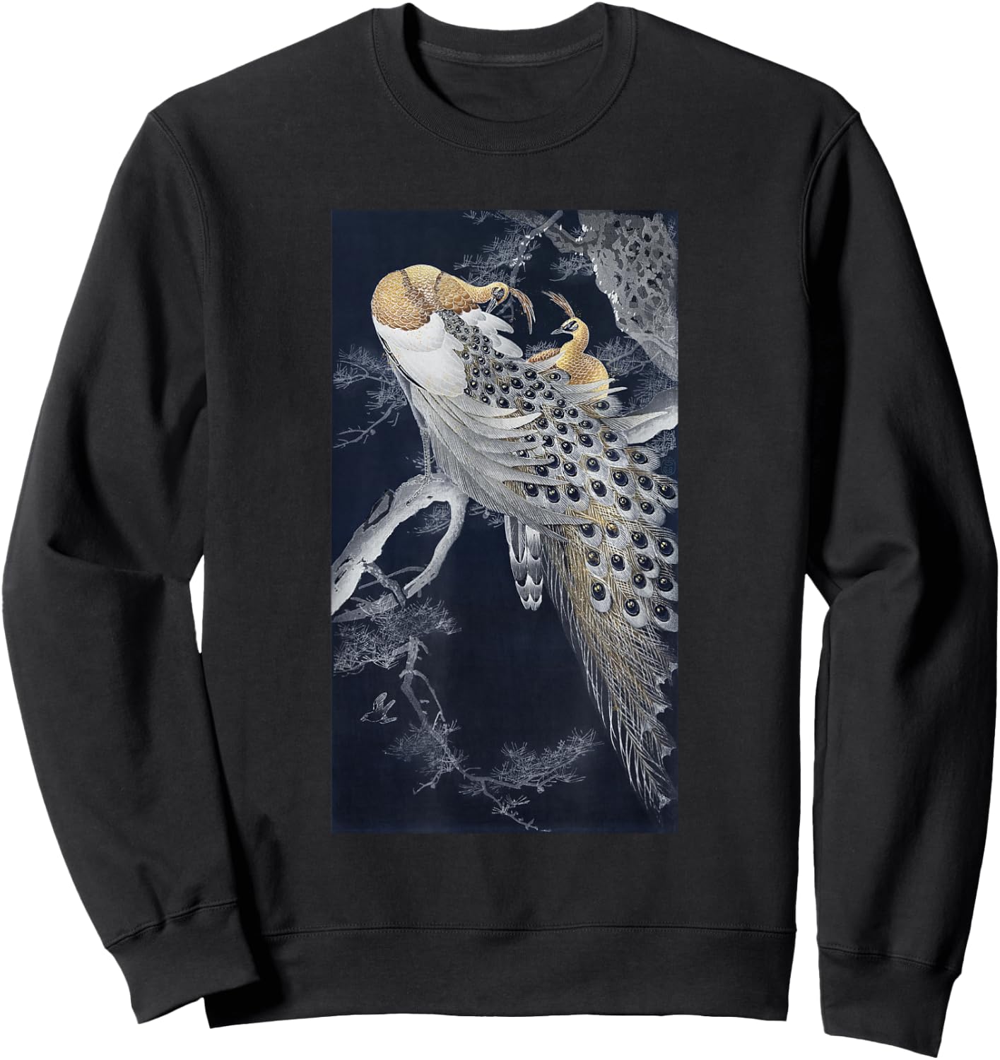 Vintage Japanese Art Two Peacocks in a Tree by Ohara Koson Sweatshirt - Sweatshirt | Black
