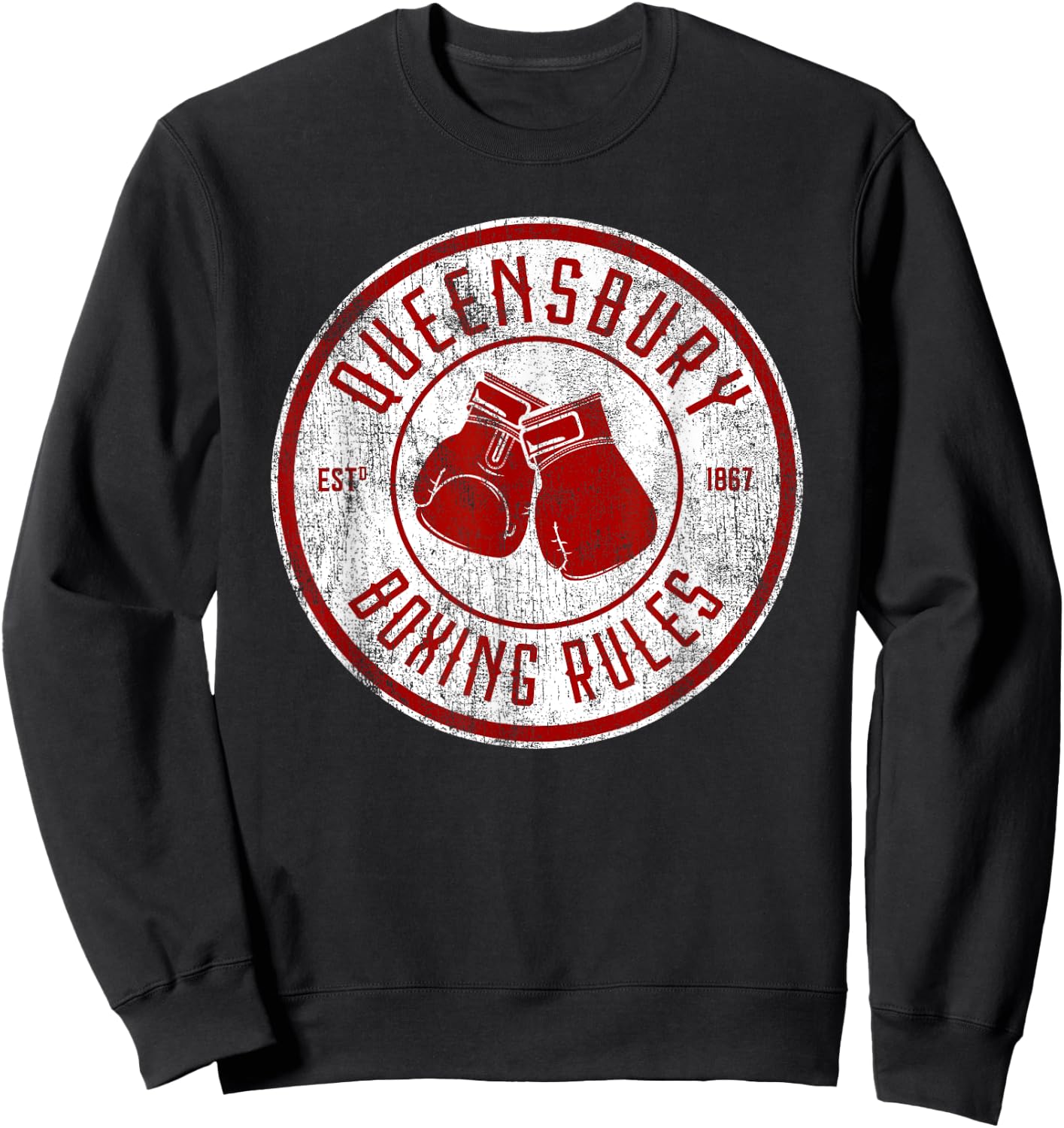 Distressed Queensbury Boxing Rules - Vintage Boxing Sweatshirt - Sweatshirt | Black