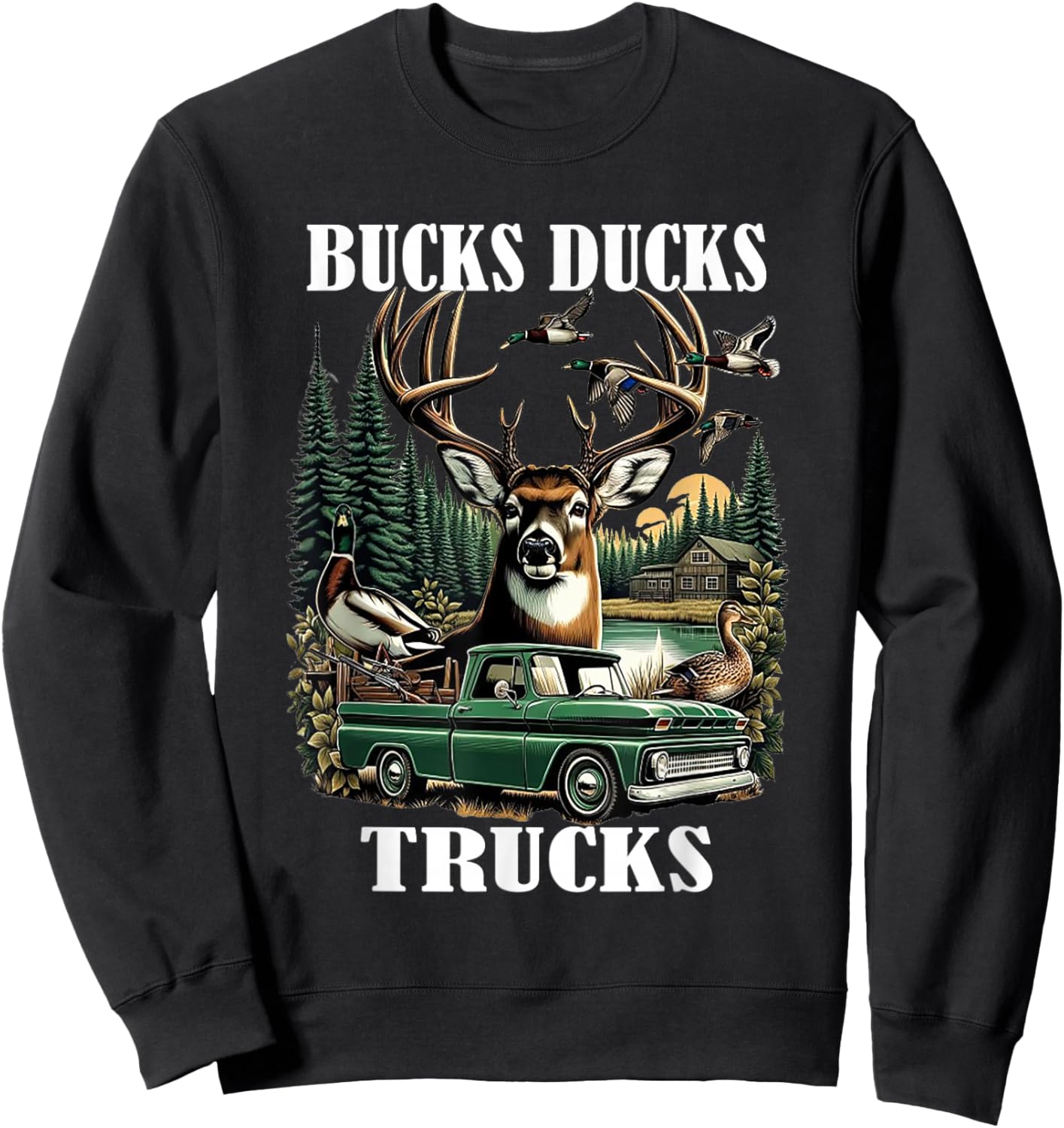 Ducks Bucks Trucks Hunter Sweatshirt - Sweatshirt | Black