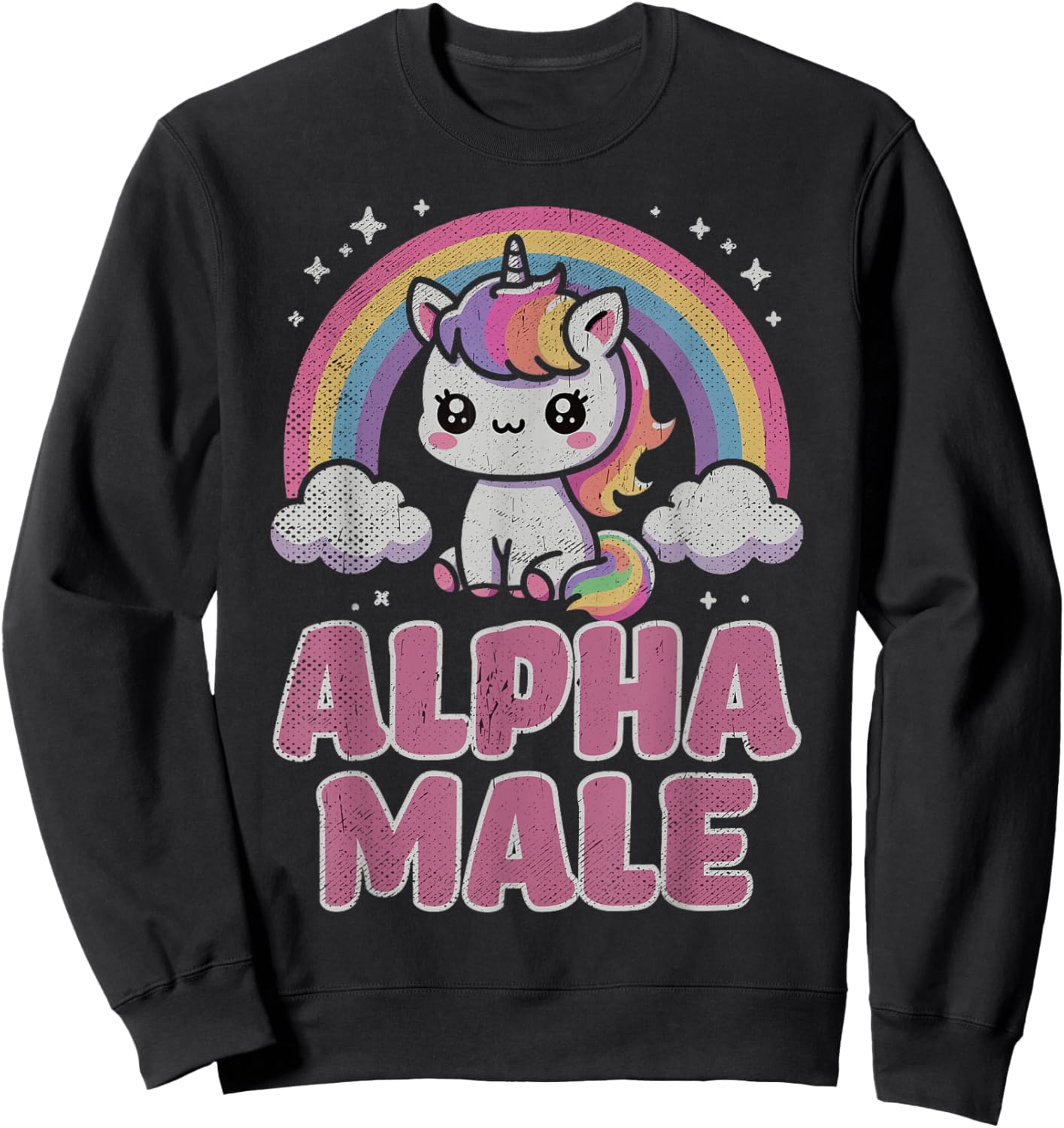 Ironic Cute Alpha Male Unicorn Funny Sarcastic Humor Men Sweatshirt - Sweatshirt | Black