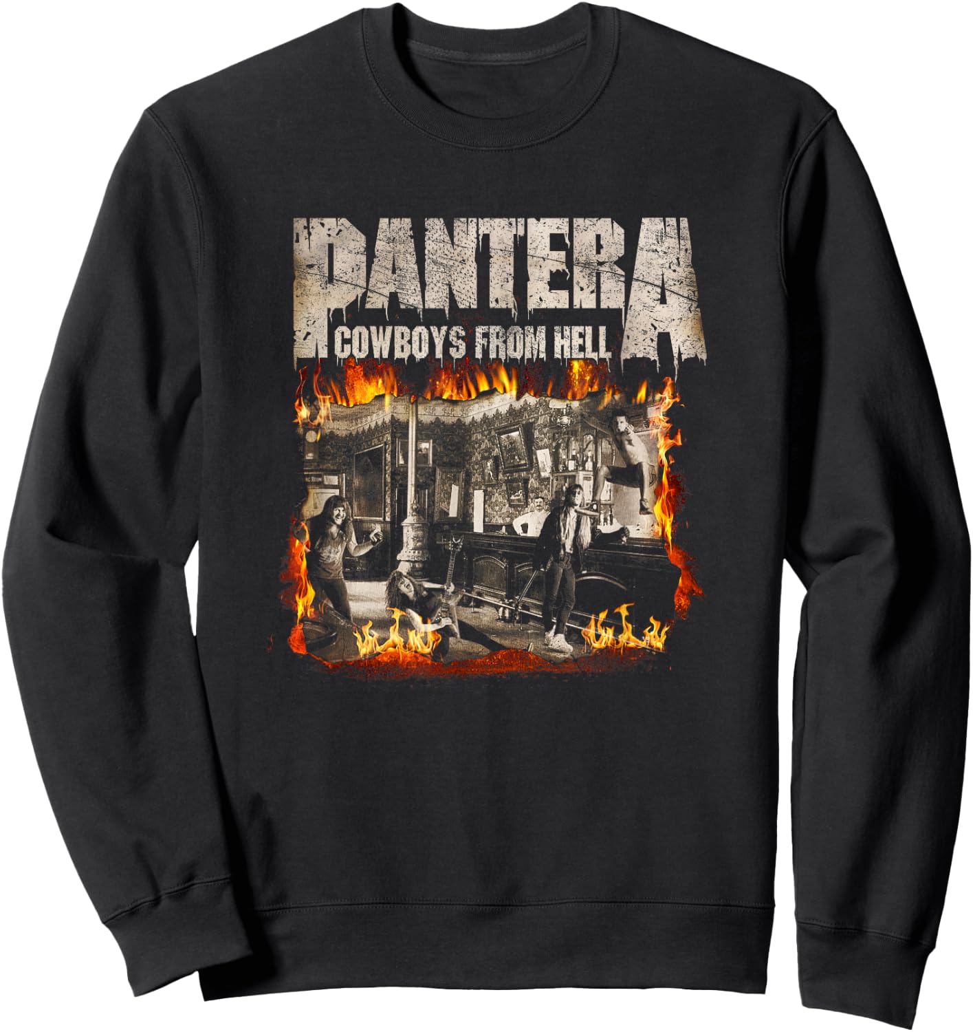 Pantera Official Vintage Flames Sweatshirt - Sweatshirt | Black