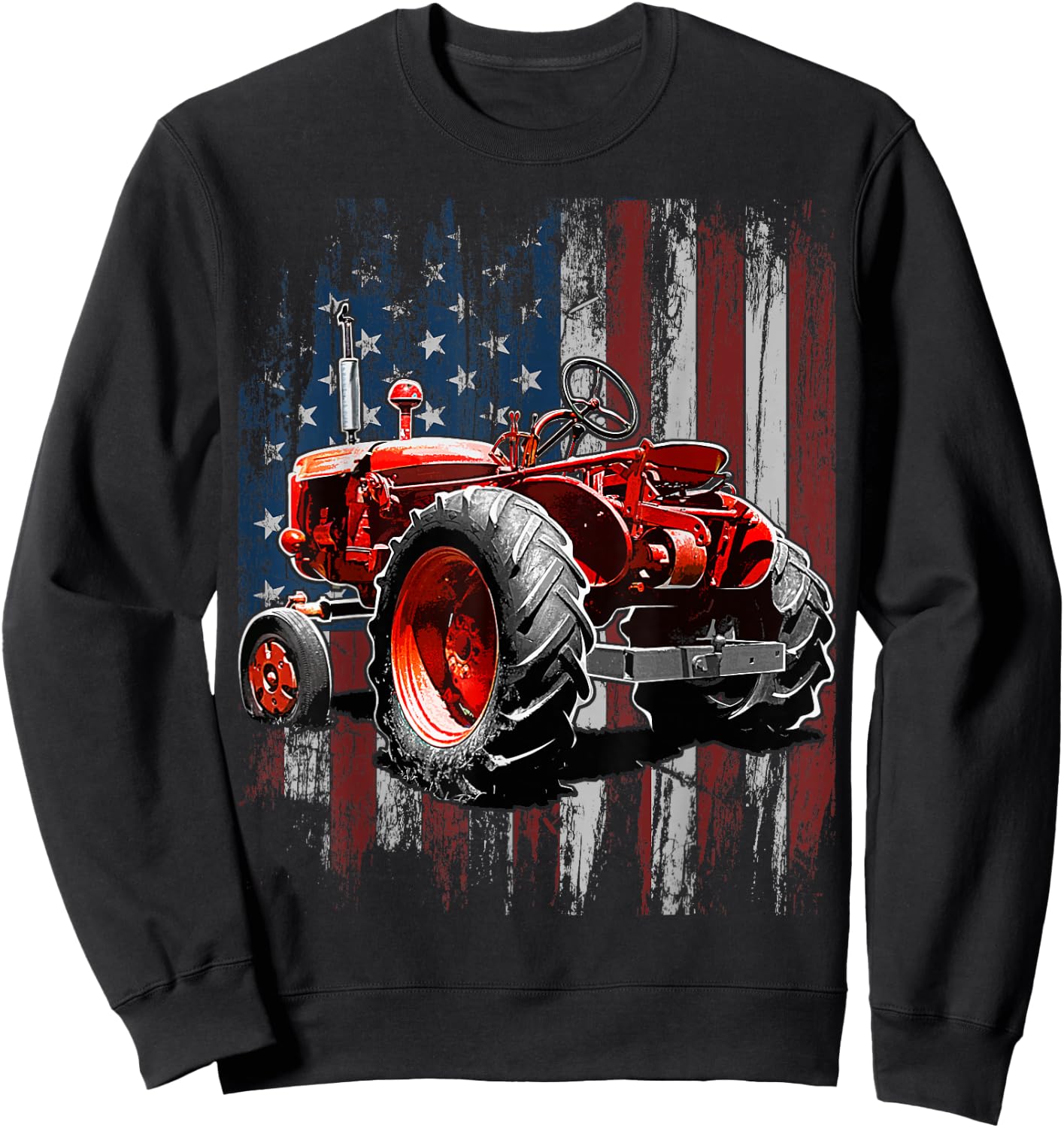 Patriotic Tractor American Flag Tractor Farmer Farm Gift Men Small Sweatshirt - Sweatshirt | Black
