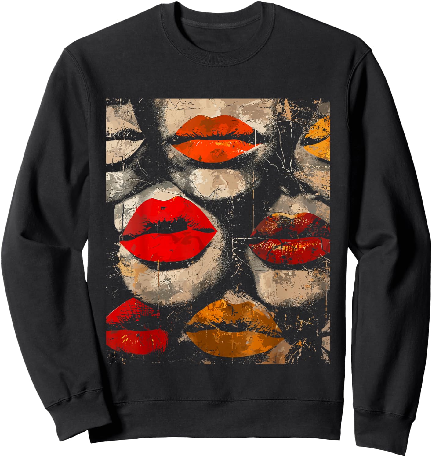 Beautiful Kissing Lips with Red Lipstick Men, Women, Girls Sweatshirt - Sweatshirt | Black