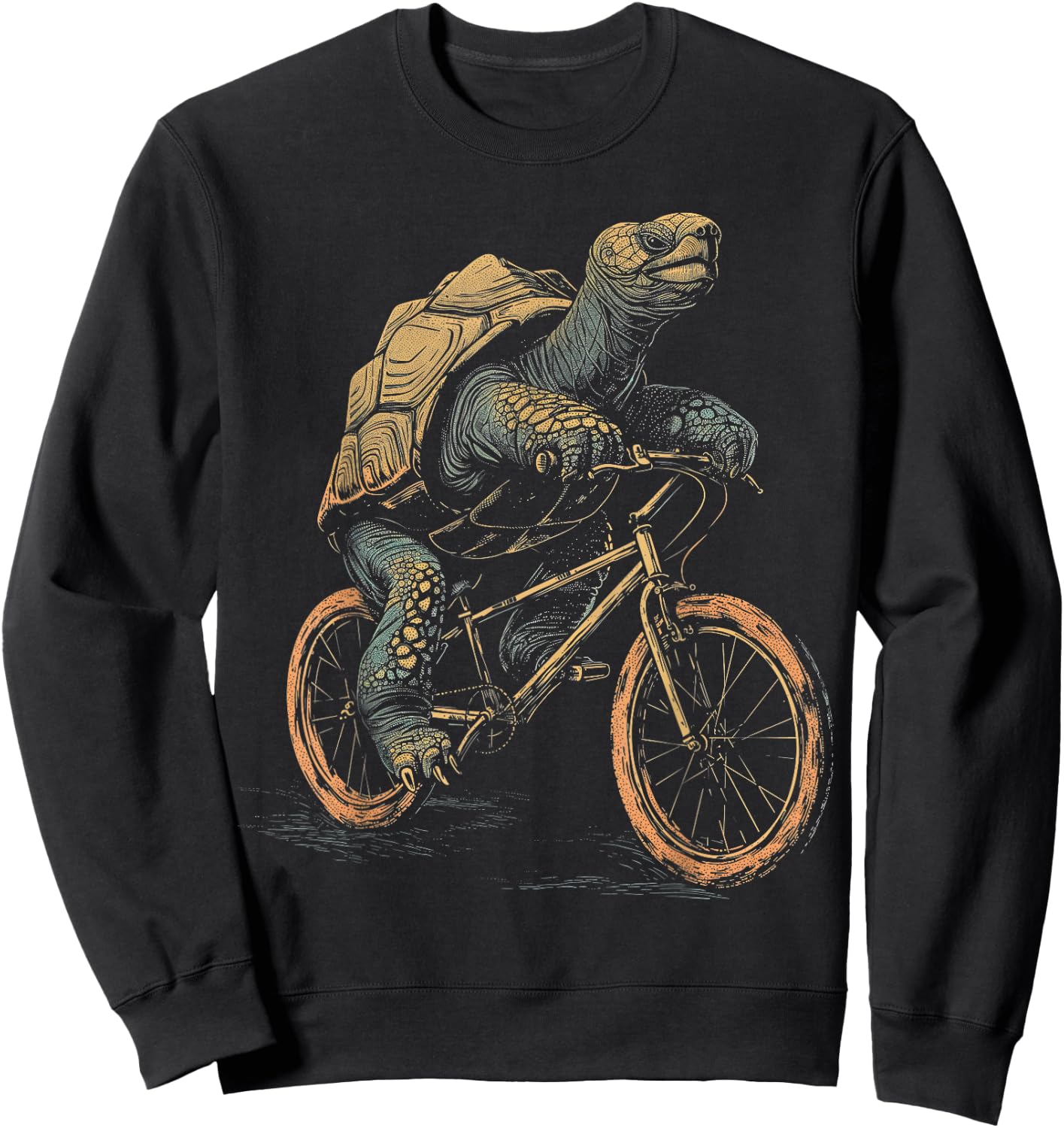 Cycling Aldabra Giant Tortoise Riding MTB Bike TEEMONGOUS Sweatshirt - Sweatshirt | Black