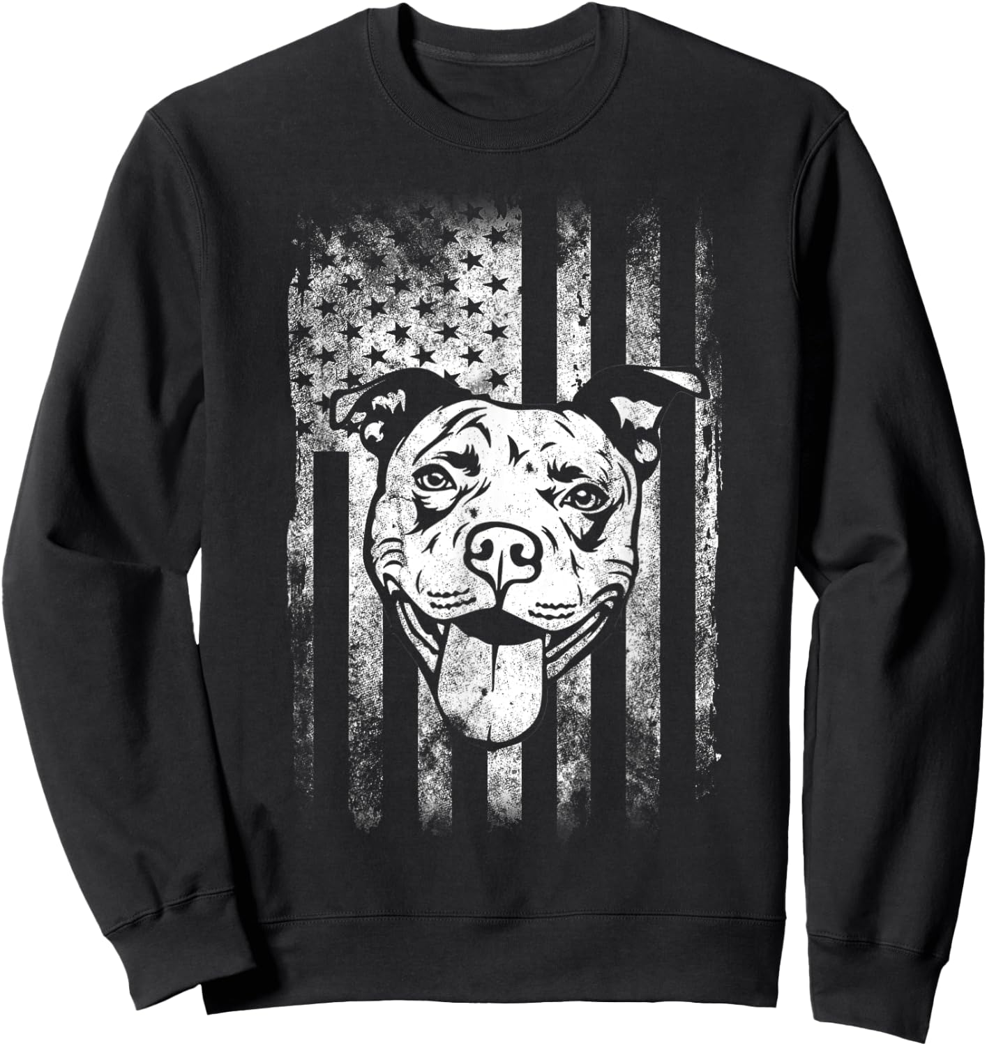 Patriotic Pitbull American Flag Dog Lover Men Sweatshirt - Sweatshirt | Black