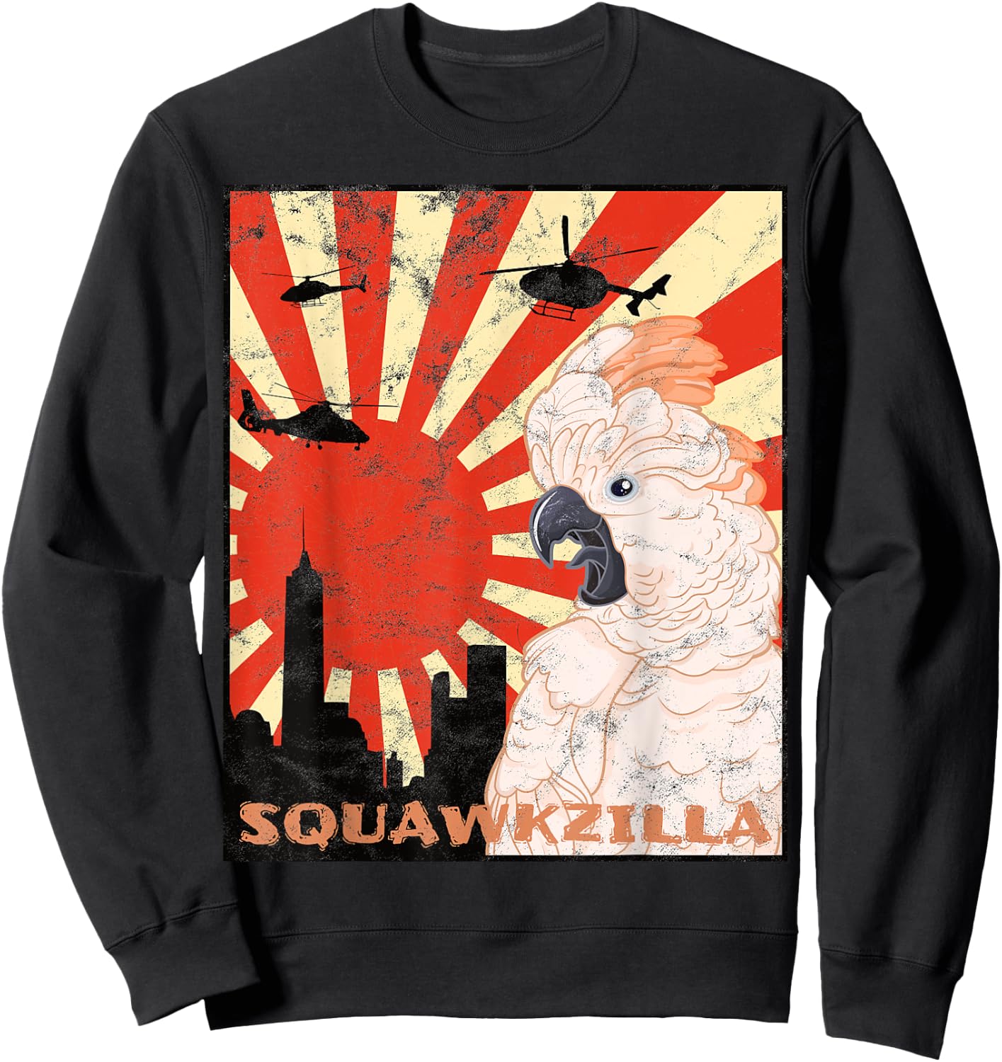 Squawk Zilla Moluccan Cockatoo Parrot Squawking Sweatshirt - Sweatshirt | Black