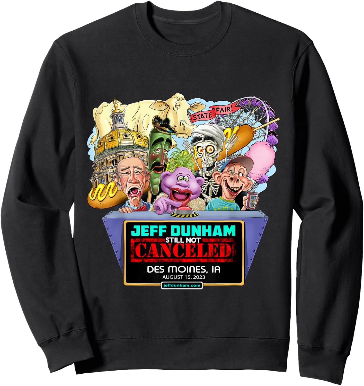 Jeff Dunham Des Moines, IA (2023) Sweatshirt - Sweatshirt | Black