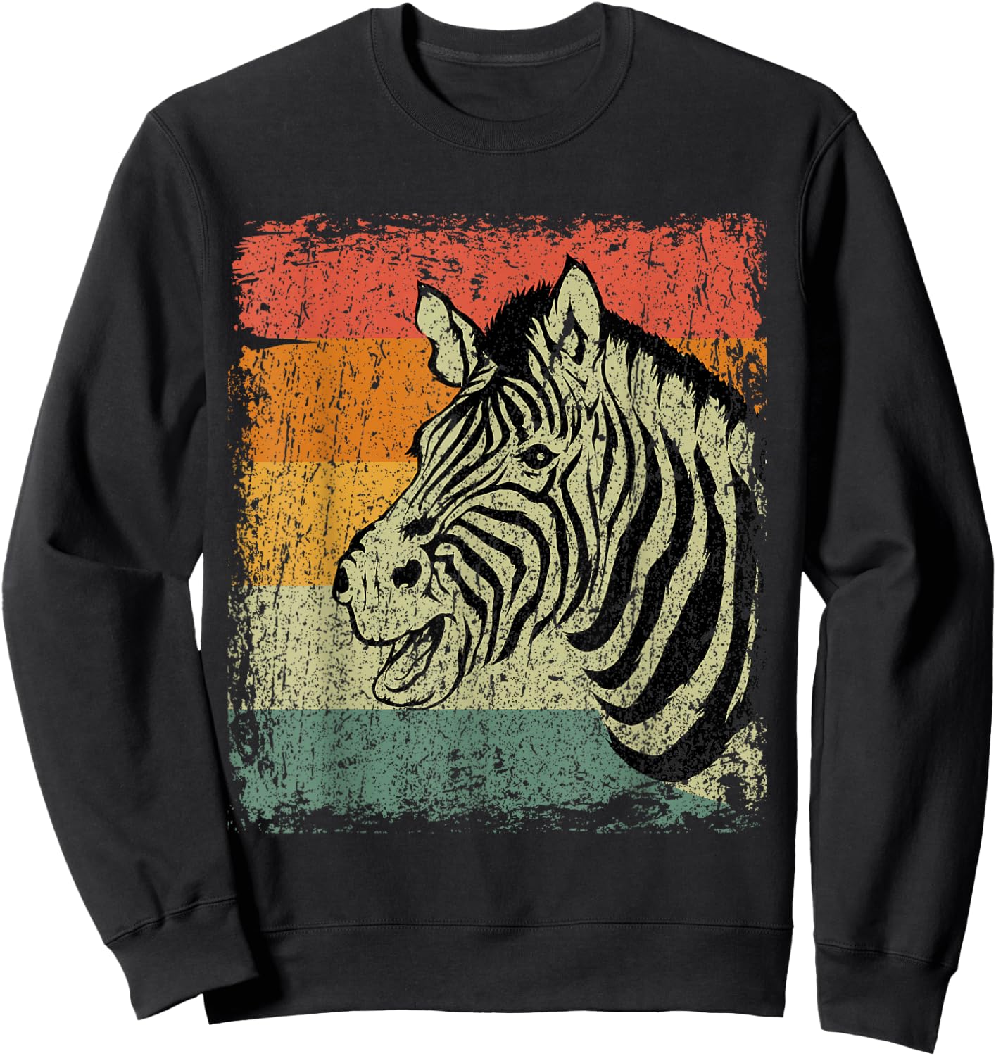 Retro Zebra Gift Vintage Zebra Sweatshirt - Sweatshirt | Black