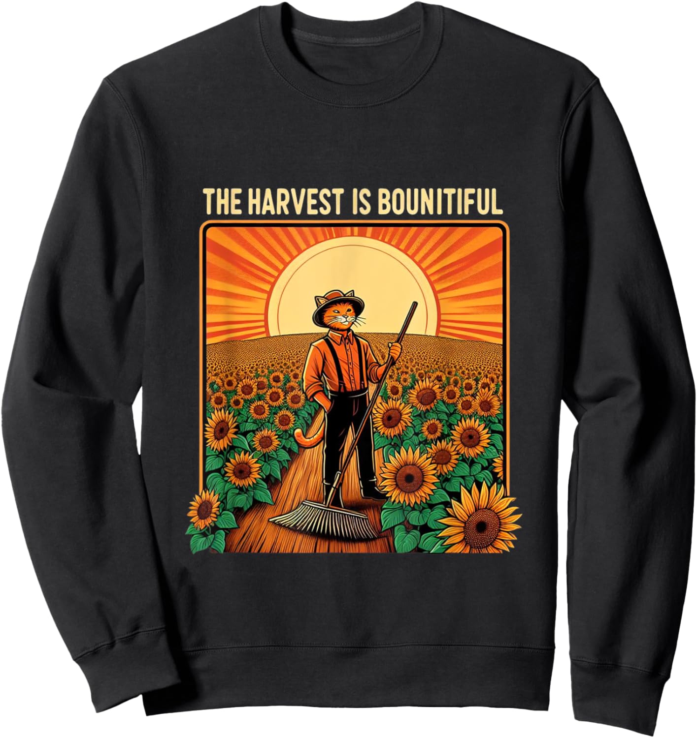 The harvest is bountiful funny farmer cat Women Sweatshirt - Sweatshirt | Black