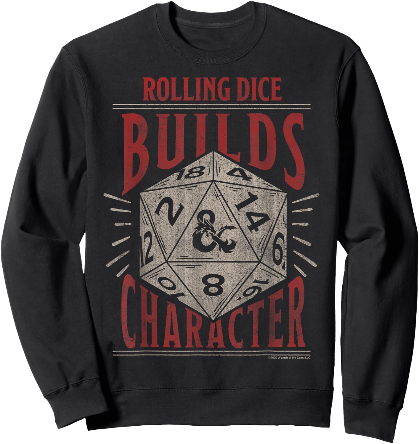 Dungeons & Dragons Rolling Dice Builds Character Short Sleeve Sweatshirt - Sweatshirt | Black