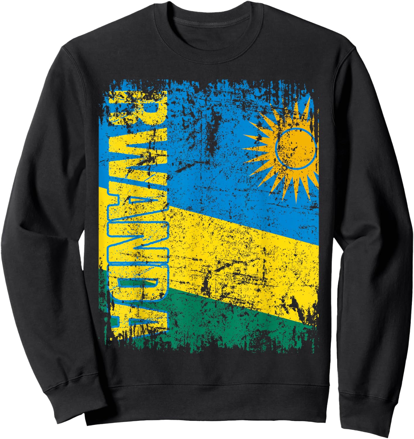 RWANDA Flag Vintage Distressed RWANDA Sweatshirt - Sweatshirt | Black
