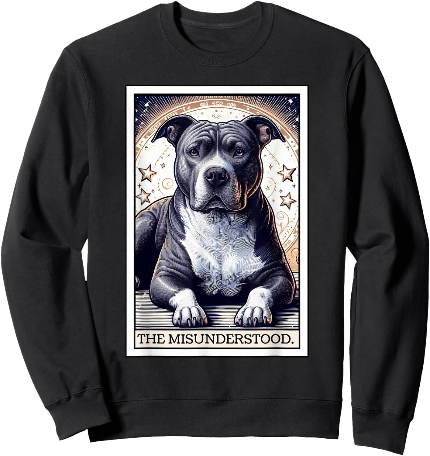 Pitbull Tarot Card Women Men Pitbull Lover Pittie Dog Mom Sweatshirt - Sweatshirt | Black