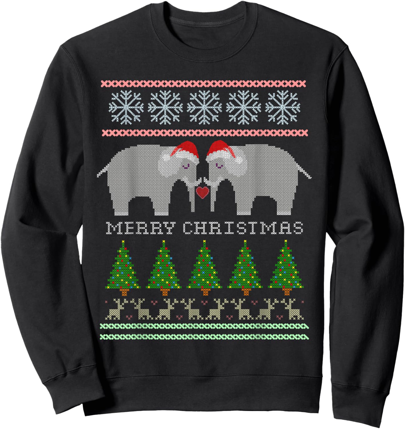 Cute White Elephants Christmas Ugly Sweatshirt - Sweatshirt | Black