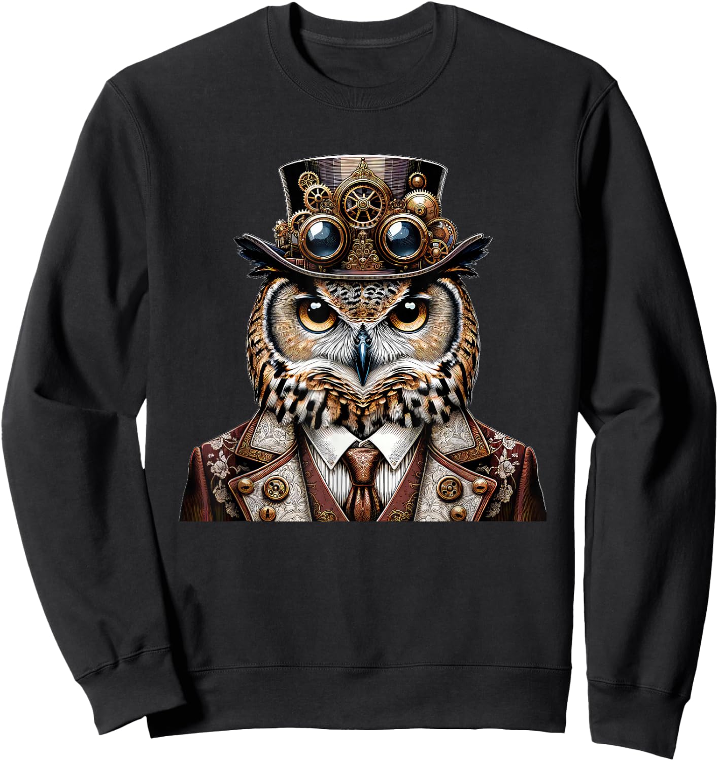 Steampunk Owl Women Men Kids Steampunk Owl Sweatshirt - Sweatshirt | Black