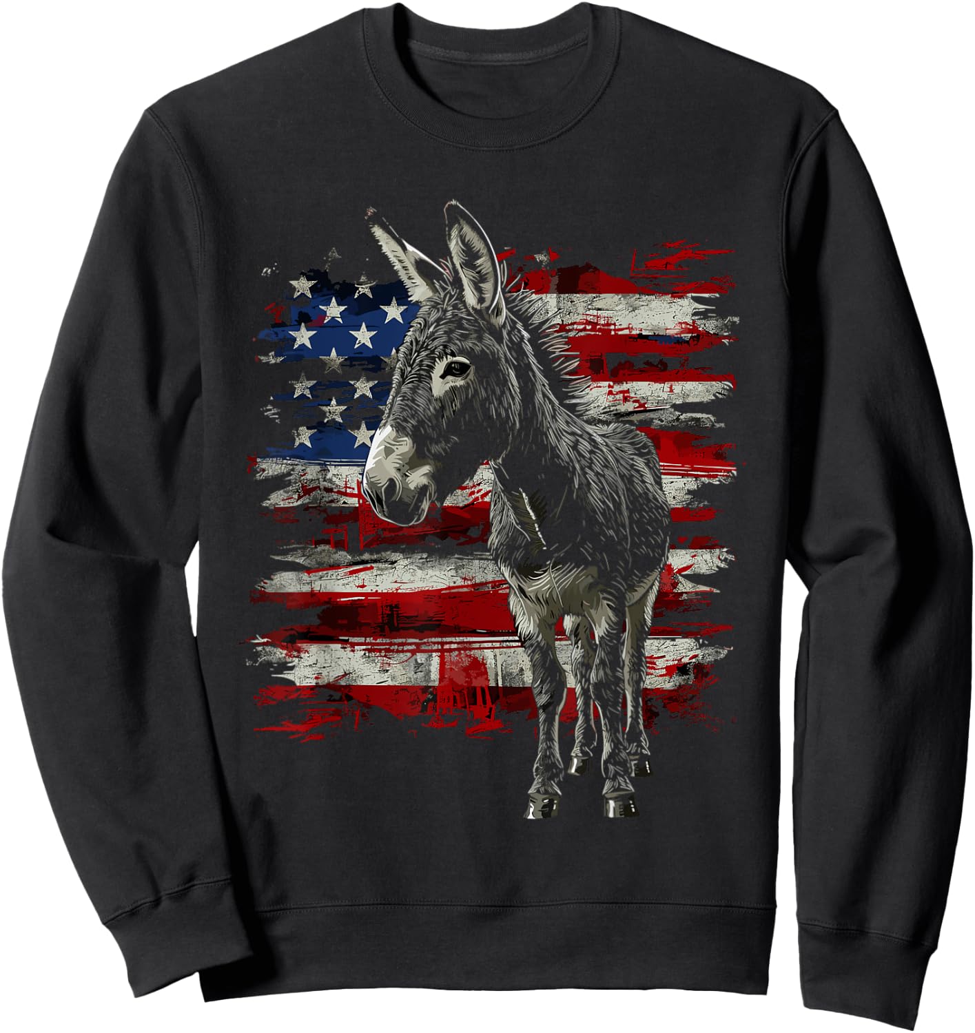Donkey Patriotic 4th Of July USA American Flag Women Men Sweatshirt - Sweatshirt | Black