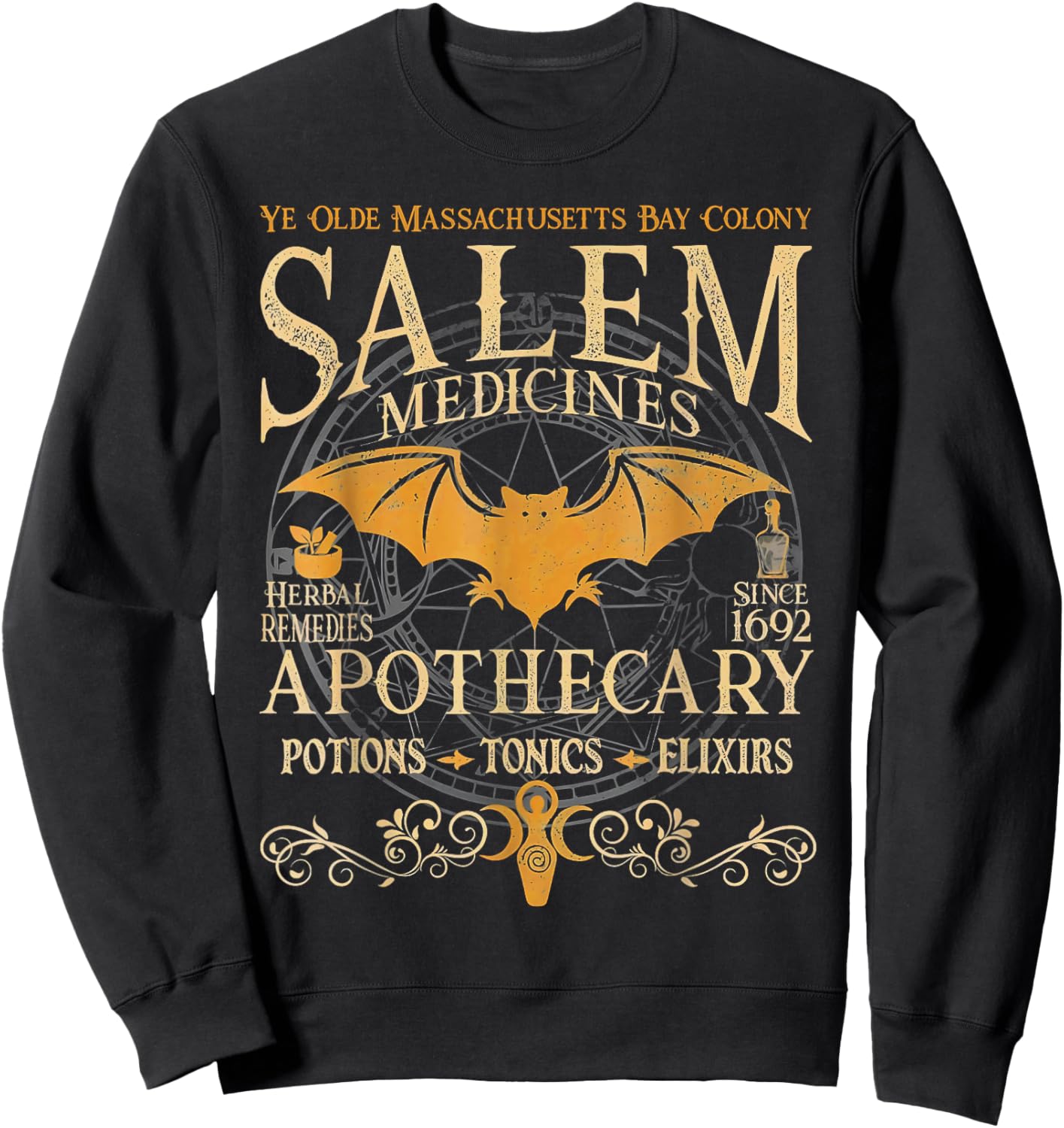 Salem Medicines Apothecary Witch Spooky Season Halloween Sweatshirt - Sweatshirt | Black
