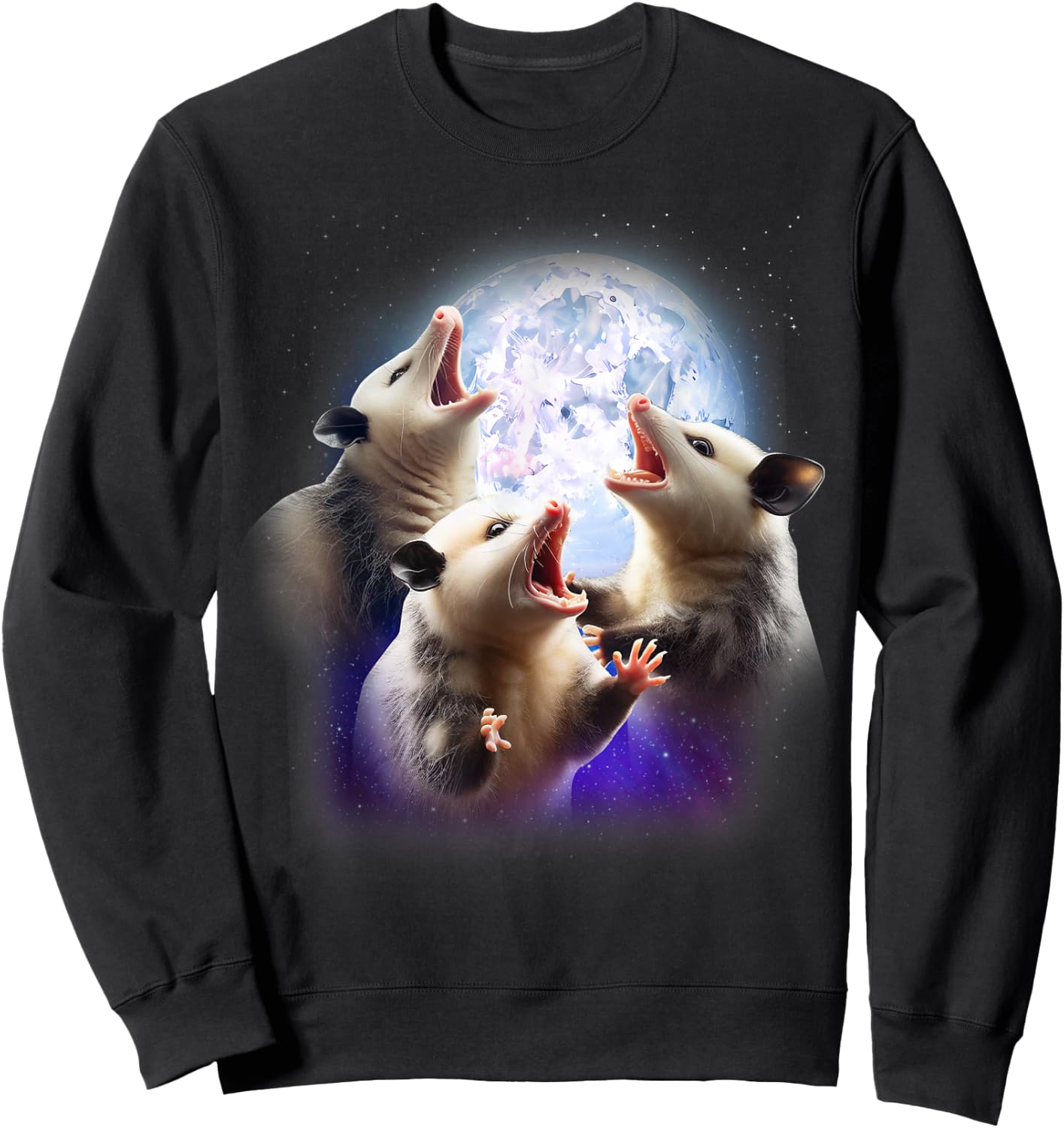 3 Opossum Howling At The Moon Funny Possum Animal Lover Kids Sweatshirt - Sweatshirt | Black