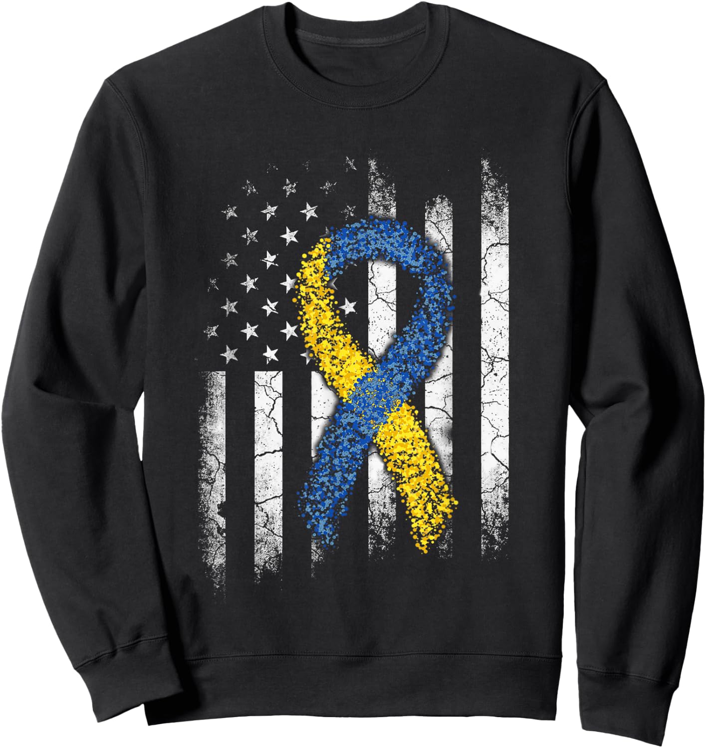Down Syndrome Awareness US Flag Shirt Dad Mom Down Syndrome Sweatshirt - Sweatshirt | Black