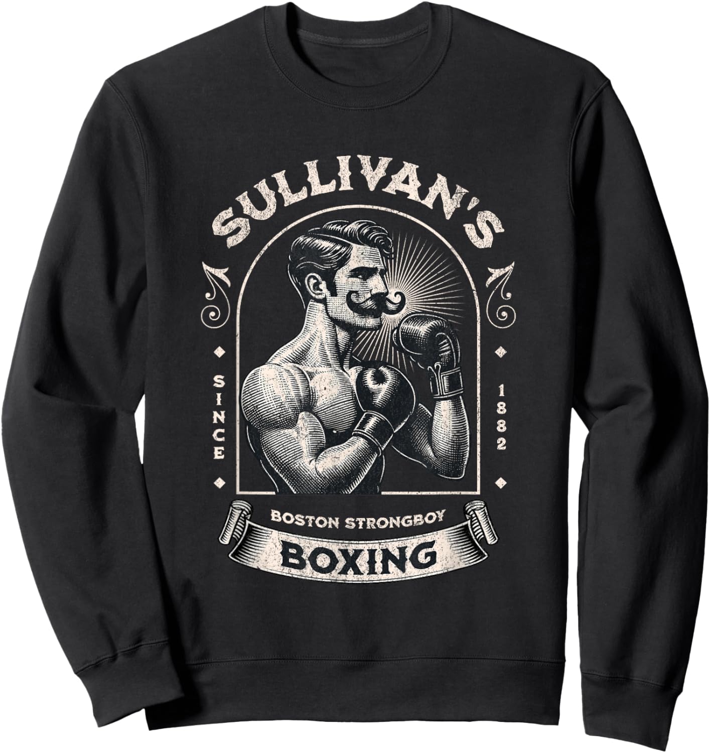 Vintage Boston Strongboy Boxing Sweatshirt - Sweatshirt | Black